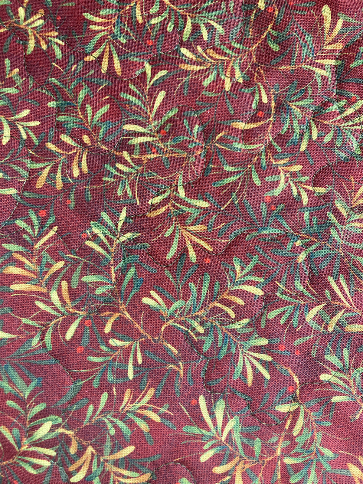 Batik Fall Leaves Quilted Table Runner, Autumn Golden Brown Rust Blue, Dining Coffee End Table Runner, 13x48" Reversible Summer Handmade