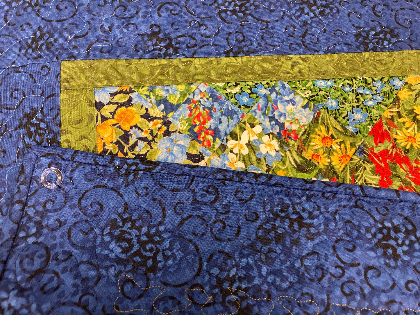 Mountain Wildflowers Art Quilt Wall Hanging Tapestry 19x26" Landscape Summer Flowers Bedroom Living Room Artwork Original Handmade