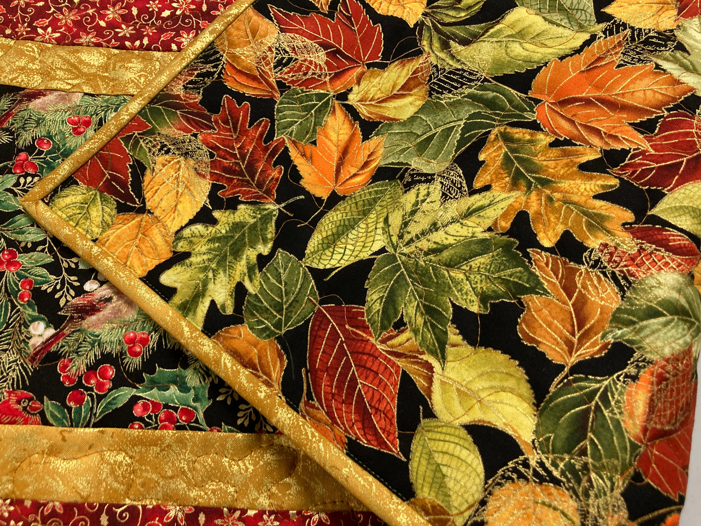 Christmas Red Cardinals 13x48" Quilted Dining Table Runner, Reversible Fall, Winter Holiday Coffee Table, Dresser Scarf, Bird Tree