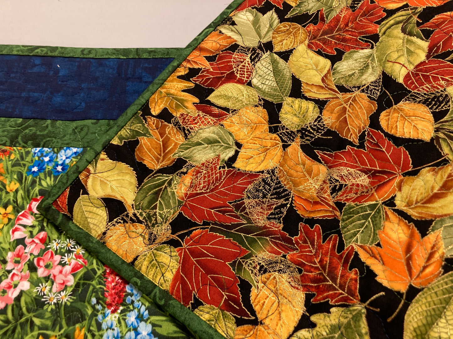 Summer Wildflowers Quilted Table Runner, 13x48" Yellow Red Blue Flowers, Dining Room Coffee Table Runner, Garden Floral Everyday Reversible