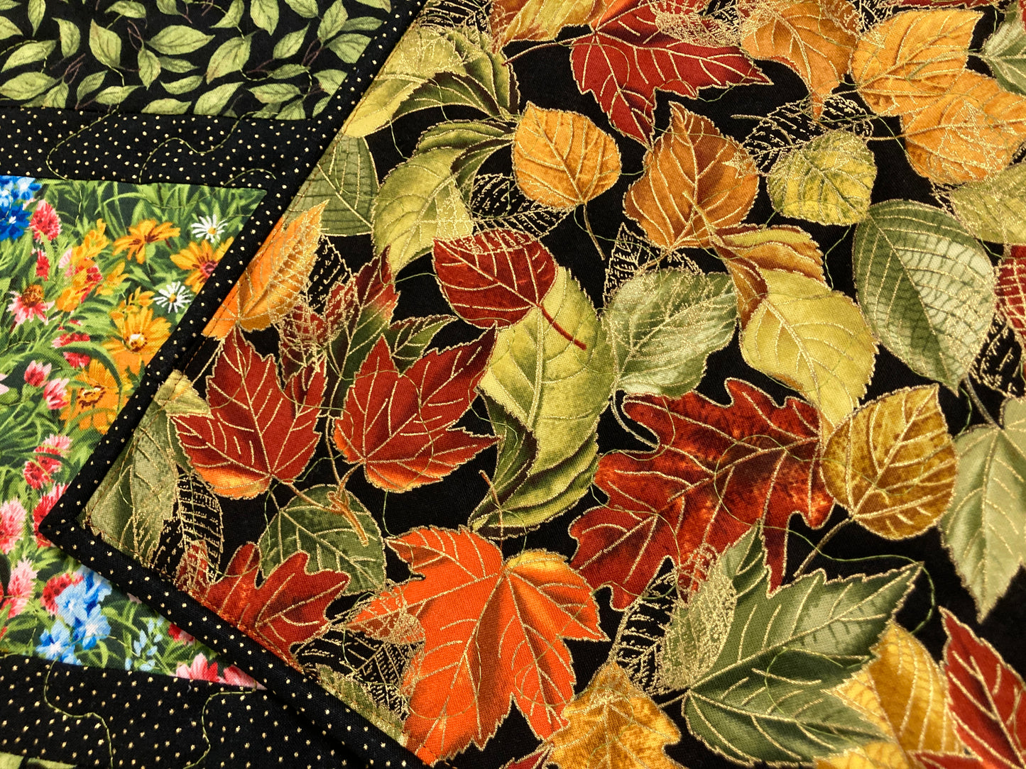 Wildflower Summer Quilted Table Runner, 13x48" Yellow Red Blue Flowers, Dining Room Coffee Table Runner, Garden Floral Everyday Reversible