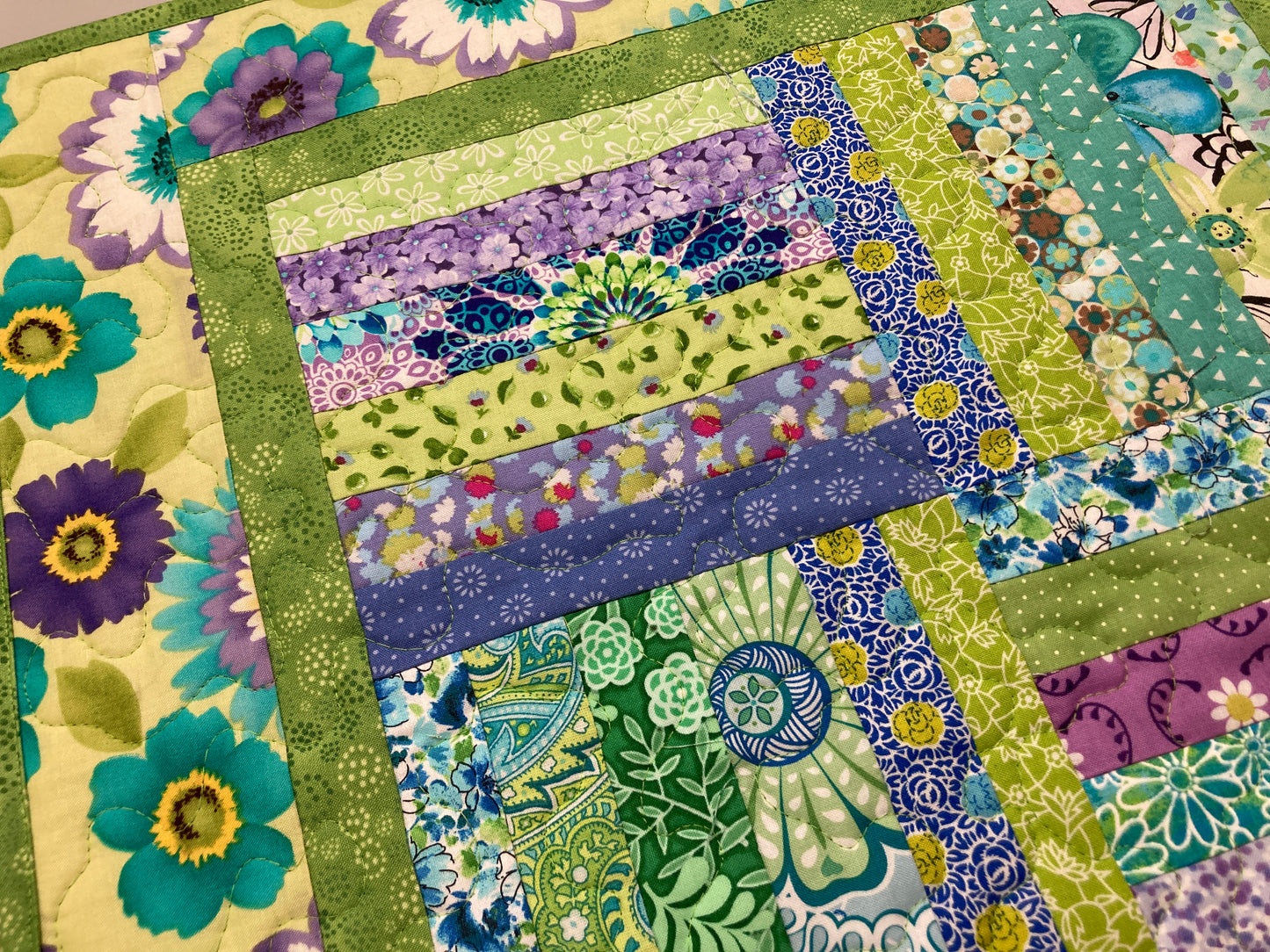 Spring Summer Cottage Garden Flowers Quilted Table Topper, 21x21" Reversible Large Square Table Mat, Coffee Dining End Table Nightstand