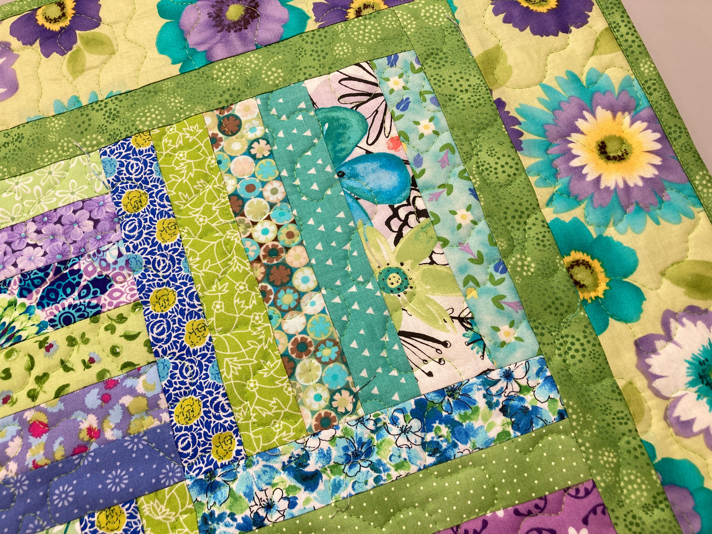 Spring Summer Cottage Garden Flowers Quilted Table Topper, 21x21" Reversible Large Square Table Mat, Coffee Dining End Table Nightstand