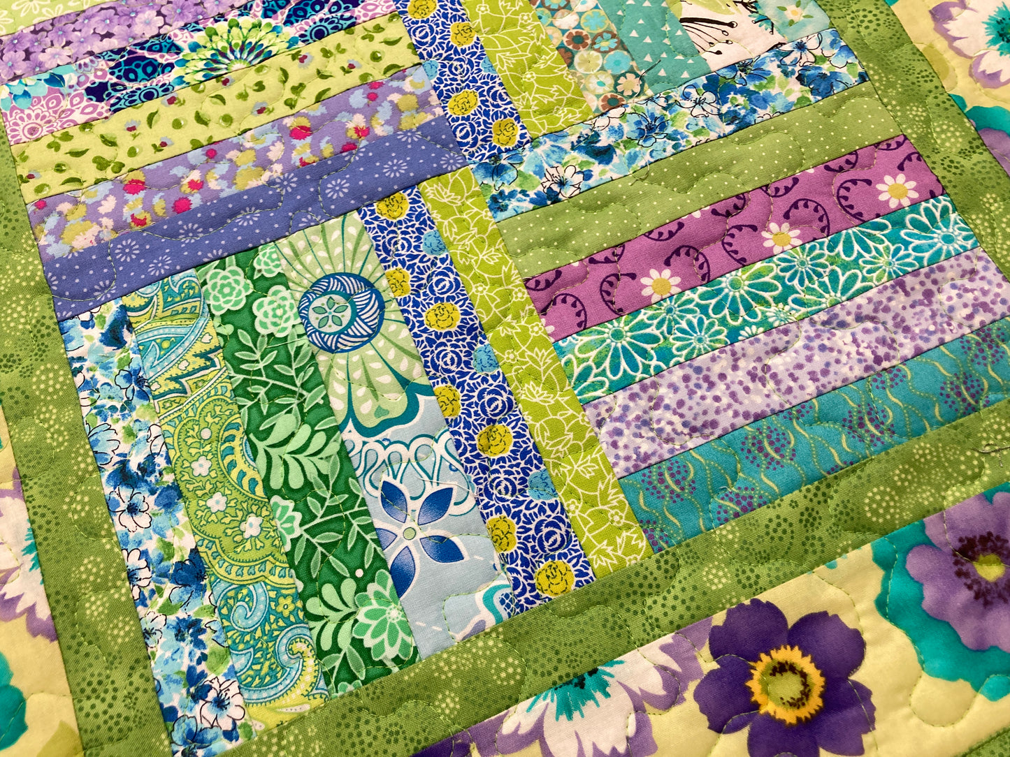 Spring Summer Cottage Garden Flowers Quilted Table Topper, 21x21" Reversible Large Square Table Mat, Coffee Dining End Table Nightstand