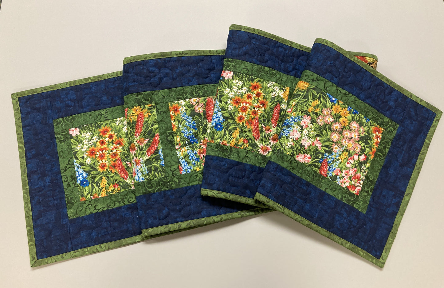 Summer Wildflowers Quilted Table Runner, 13x72" Yellow Red Blue Flowers, Dining Room Coffee Table Runner, Garden Floral Everyday Reversible