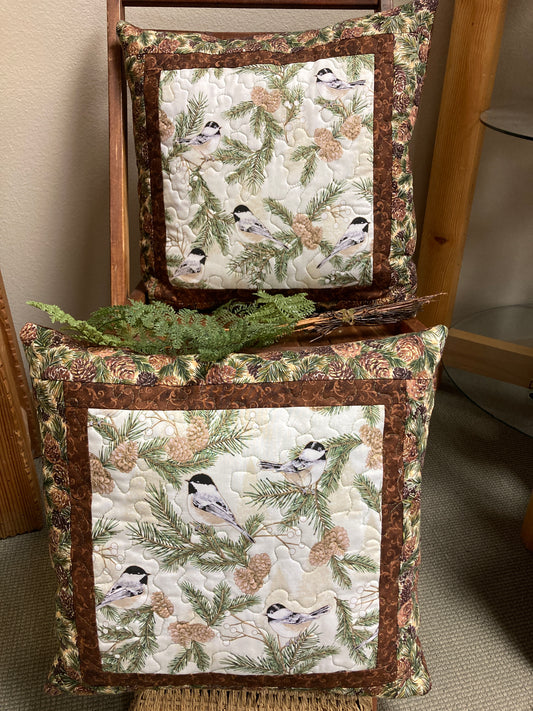 Mountain Chickadee Lake Tahoe Pillows, 18x18", Sofa Bed Couch Chair Artistic Cushion