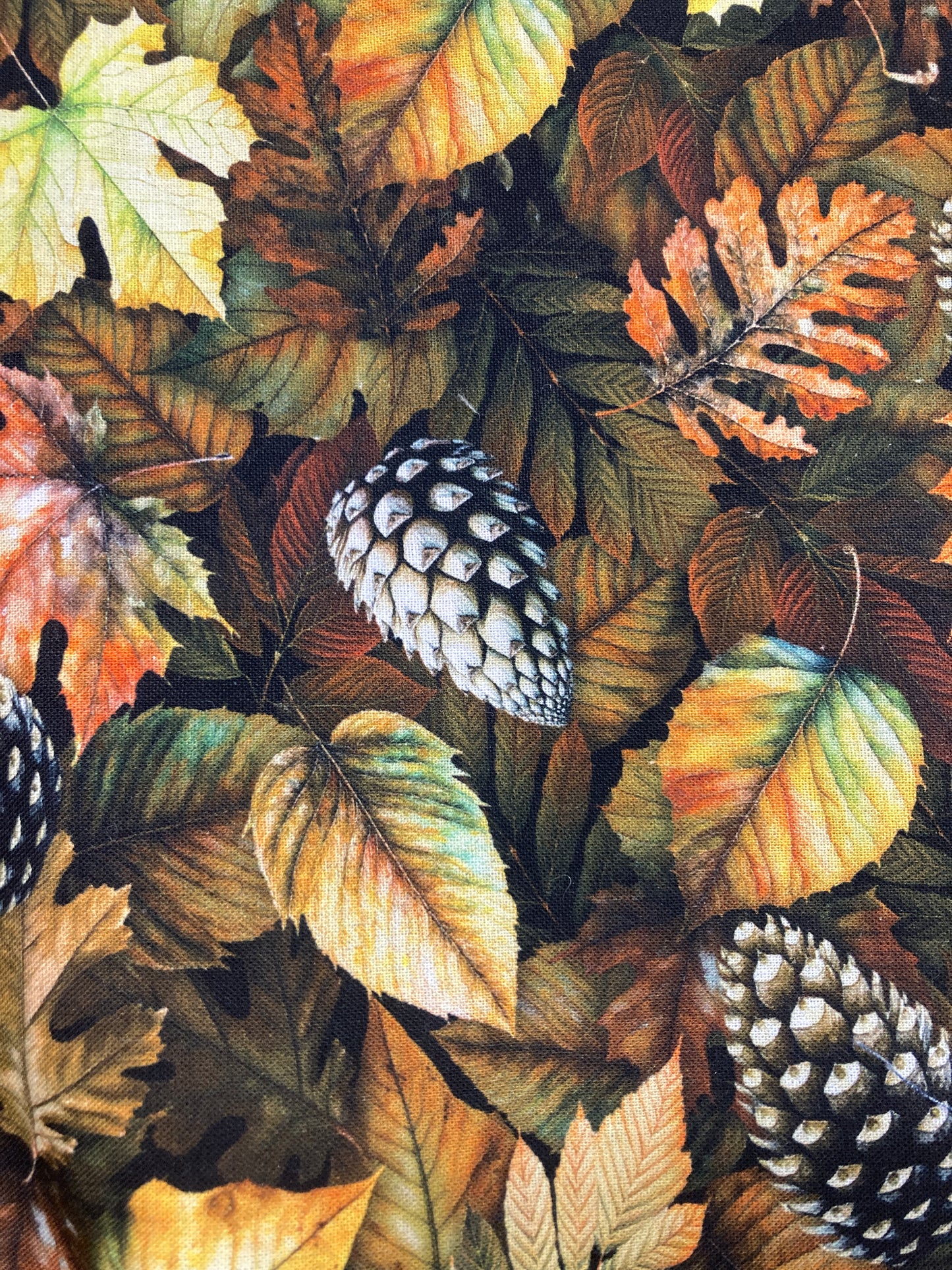 Fall Sunflowers and Leaves Quilted Table Runner, 13x48" Reversible, Woodland Forest Autumn Orange Red Green Dining Coffee End Table Handmade