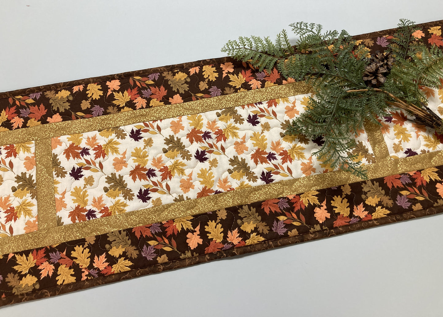 Fall Leaves Dining Table Runner, 13x70" Reversible Holiday Winter, Autumn Rust Gold Red Coffee End Table, Earth Tones Thanksgiving Quilted
