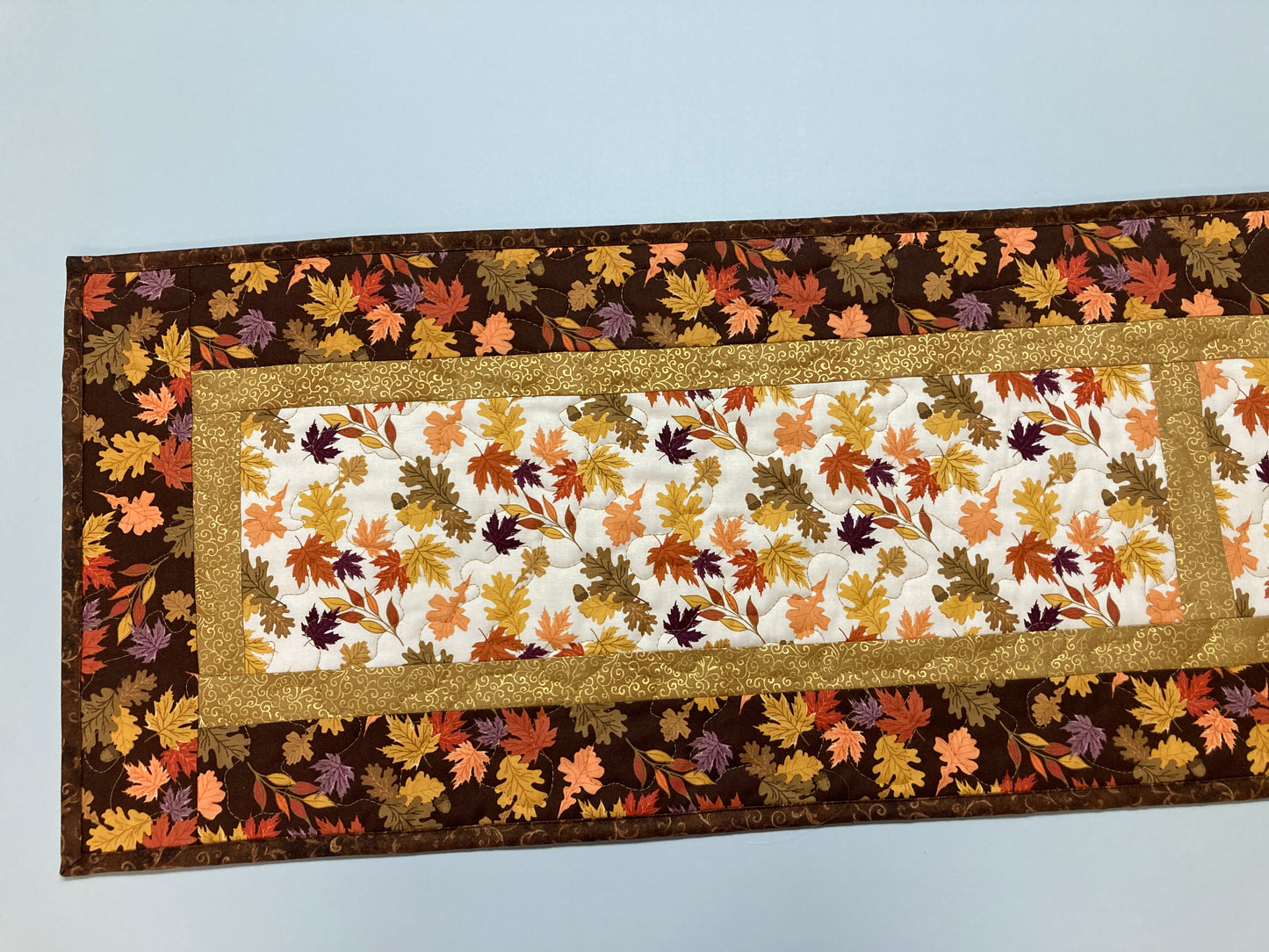 Fall Leaves Dining Table Runner, 13x70" Reversible Holiday Winter, Autumn Rust Gold Red Coffee End Table, Earth Tones Thanksgiving Quilted
