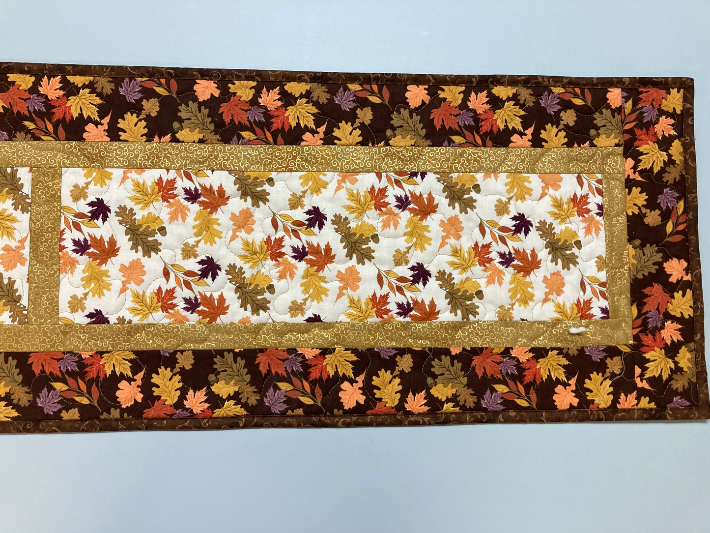 Fall Leaves Dining Table Runner, 13x70" Reversible Holiday Winter, Autumn Rust Gold Red Coffee End Table, Earth Tones Thanksgiving Quilted