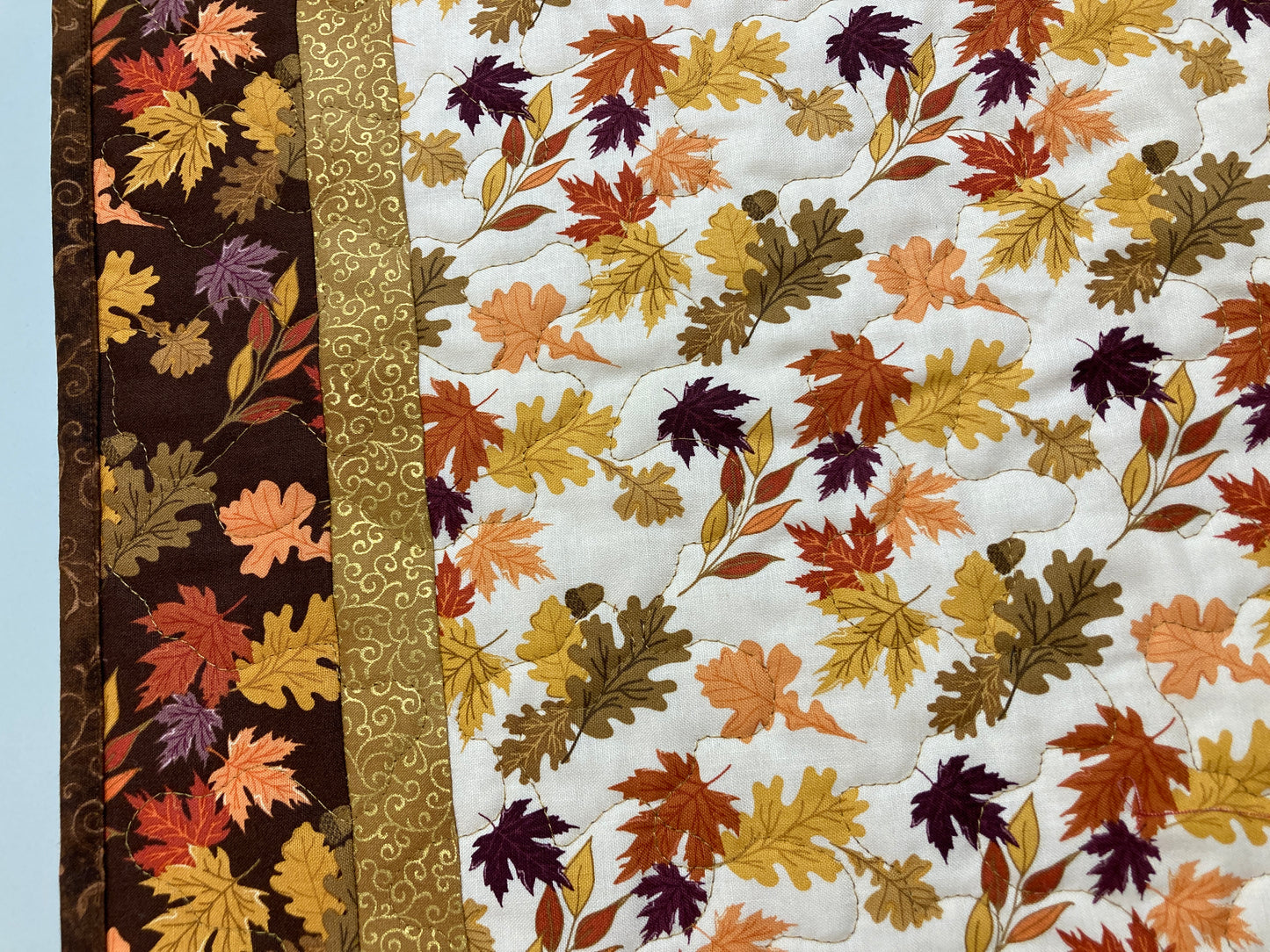 Fall Leaves Dining Table Square, 19x19" Reversible Summer, Autumn Rust Gold Red Coffee End Table, Earth Tones Thanksgiving Quilted