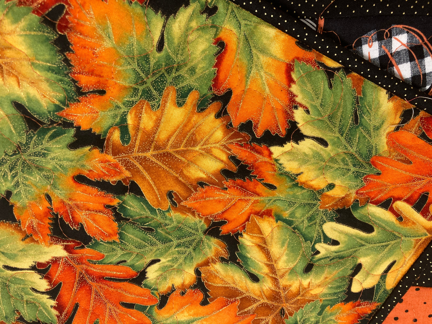 Halloween Pumpkin Quilted Table Runner, Reversible Fall Leaves 13x48" Coffee Dining Buffet, Scary Pumpkins Black Gray White Spooky Decor