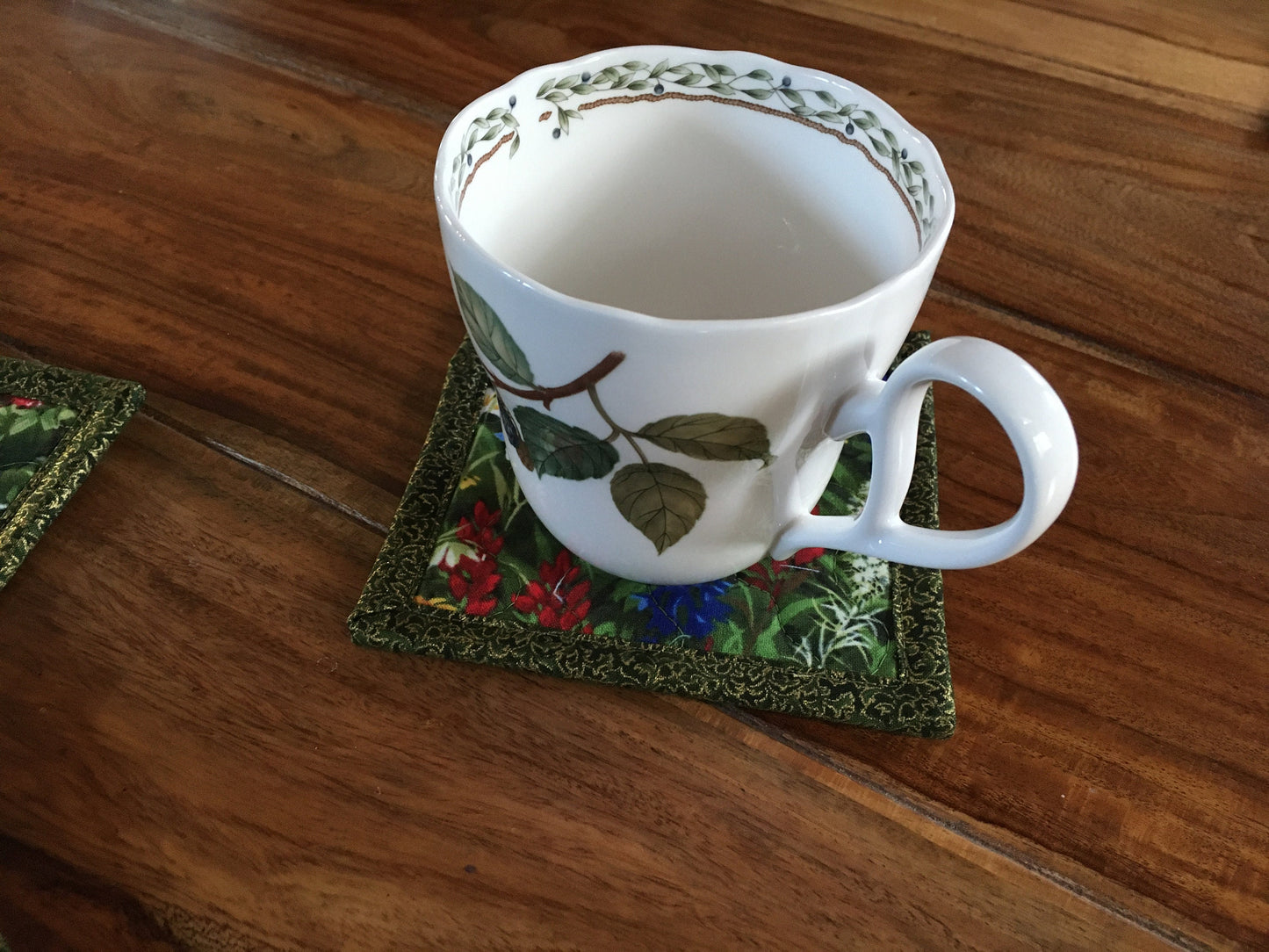 Fabric Hot Cold Drink Quilted Coasters, Texas Wildflowers Blue Red Yellow, Reversible Drink Mats, 5x5" Hot Cold Coffee Tea, Teacher Gift