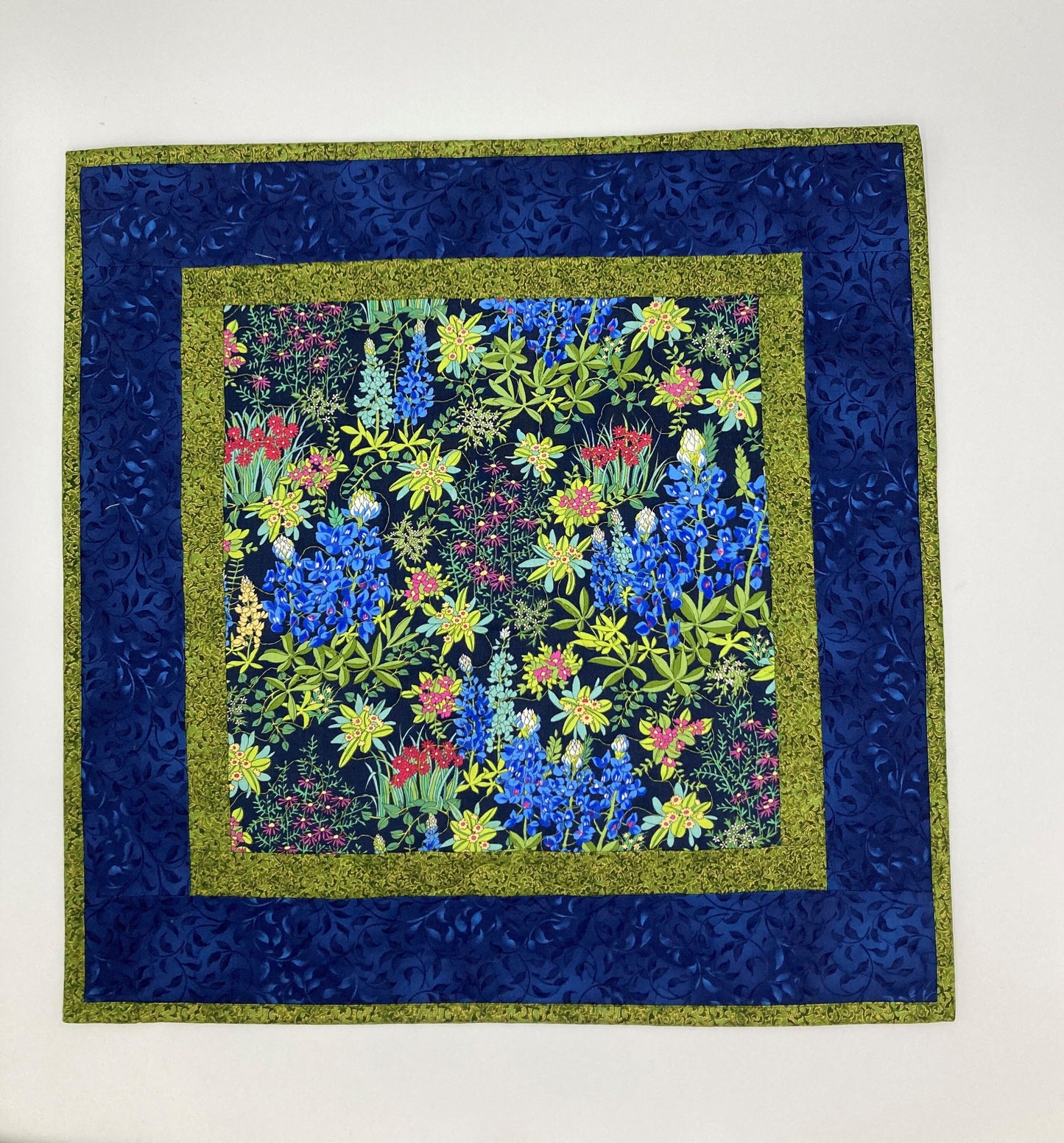 Garden Wildflower Quilted Table Topper, Large Square Coffee Table Reversible 20x20" Summer End Table, Garden Everyday Kitchen