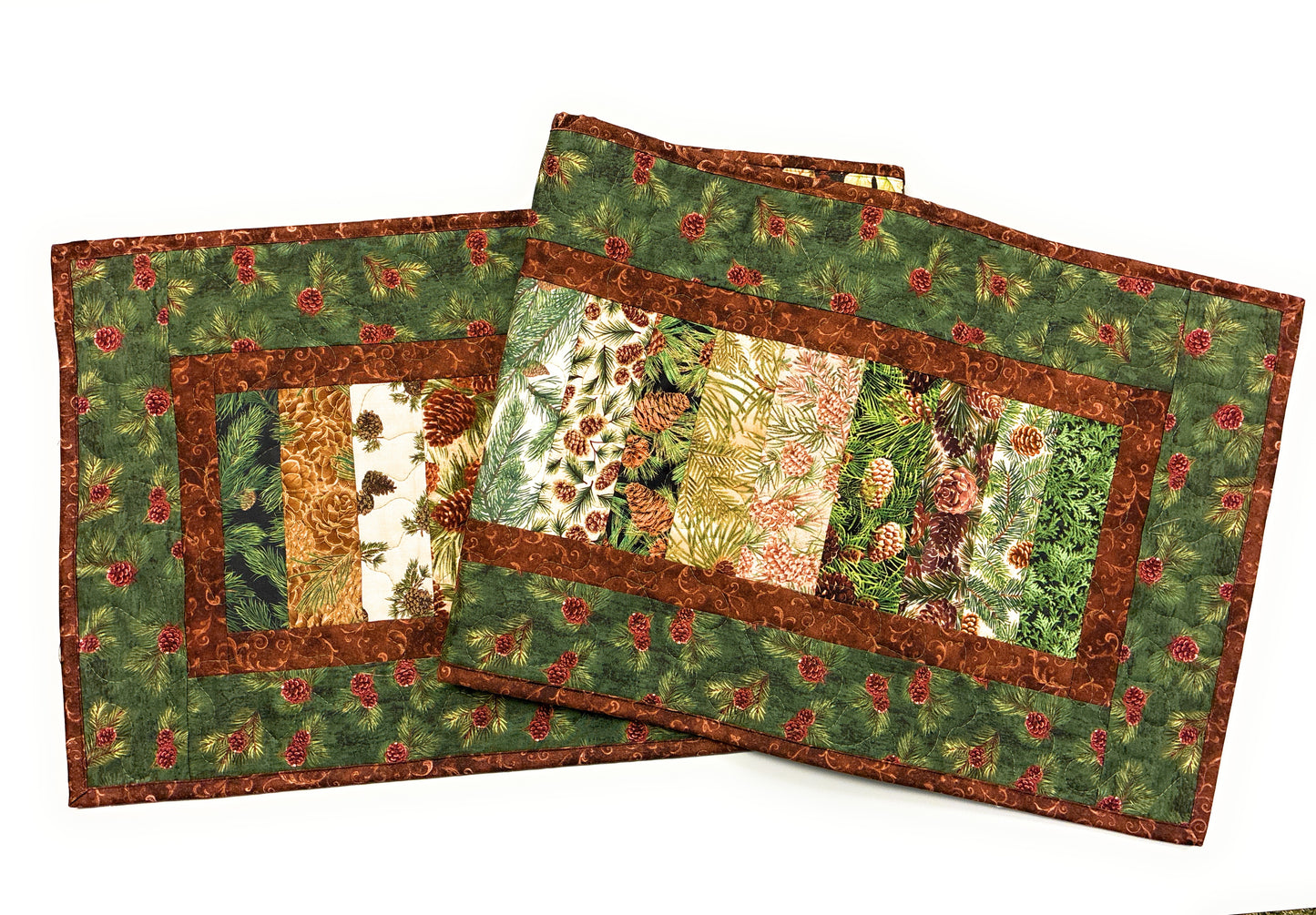 Pine Cones Acorns Rustic Quilted Dining Coffee Table Runner 13x50" Mountain Cabin Woods