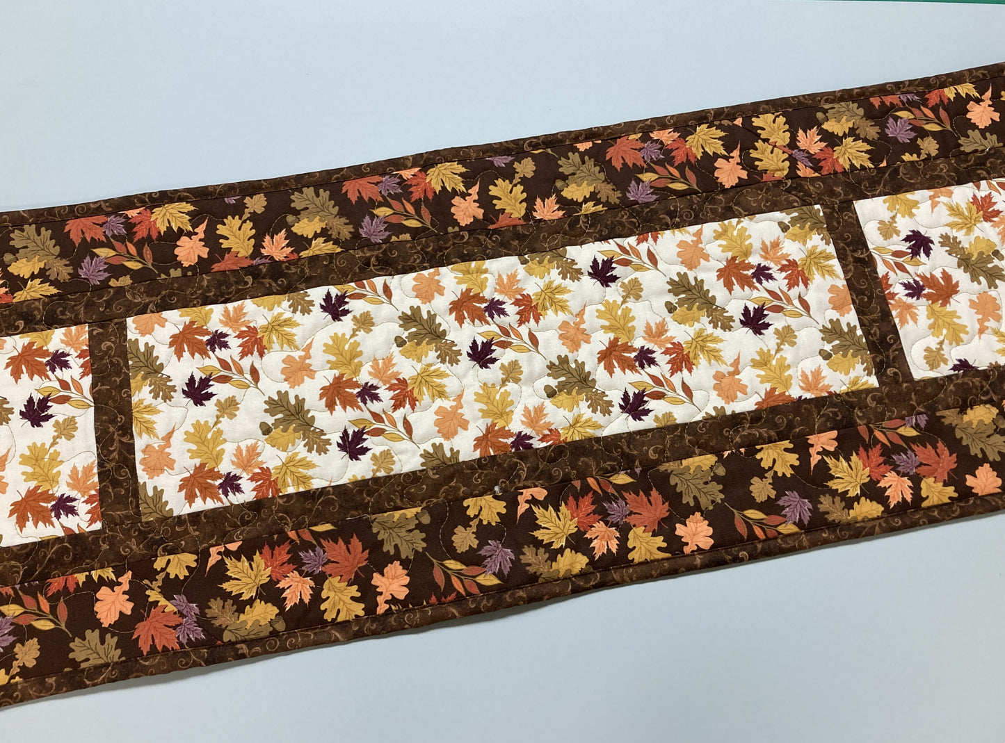 Fall Leaves Dining Table Runner, 13x70" Reversible Holiday Winter, Autumn Rust Gold Red Coffee End Table, Earth Tones Thanksgiving Quilted