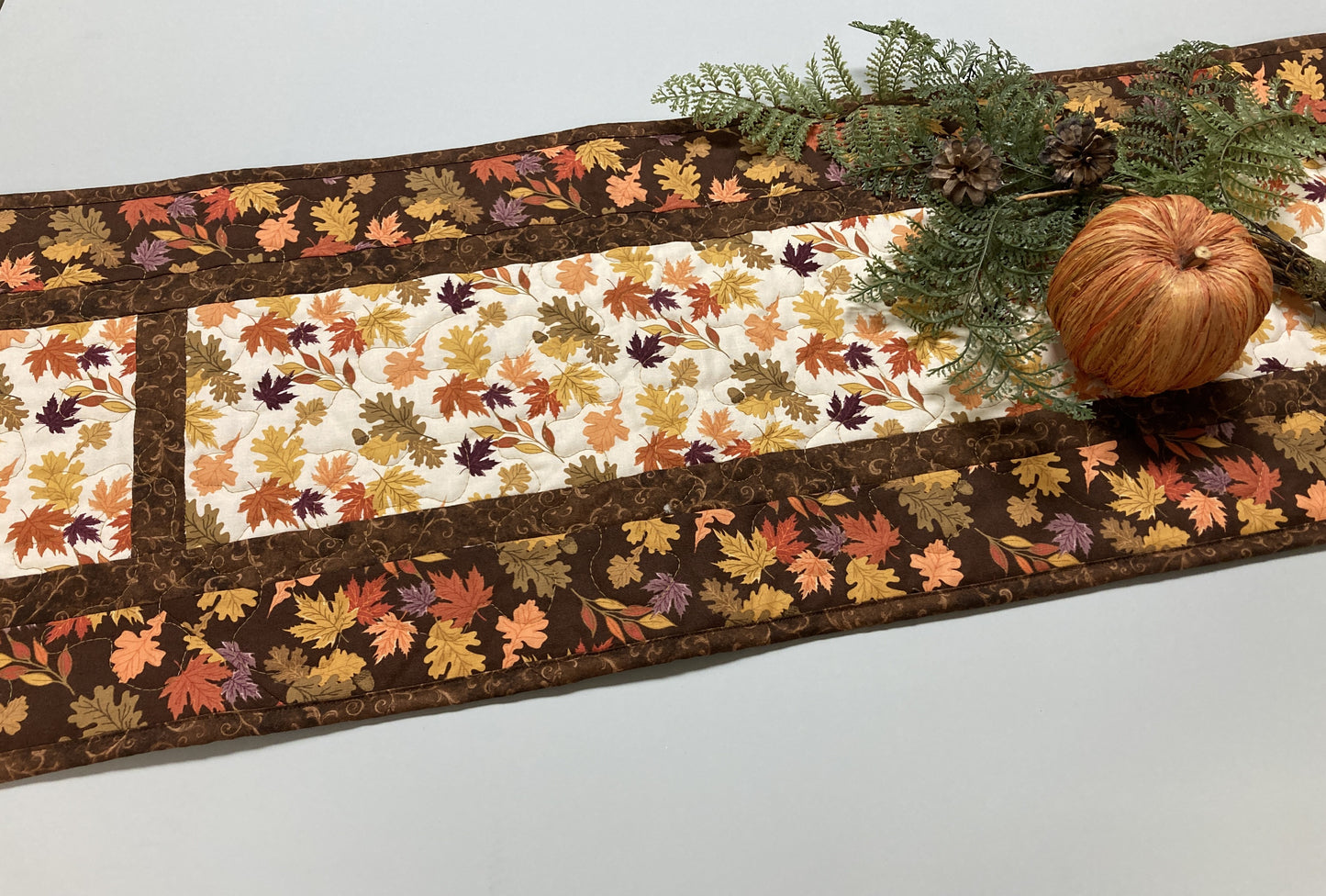 Fall Leaves Dining Table Runner, 13x70" Reversible Holiday Winter, Autumn Rust Gold Red Coffee End Table, Earth Tones Thanksgiving Quilted