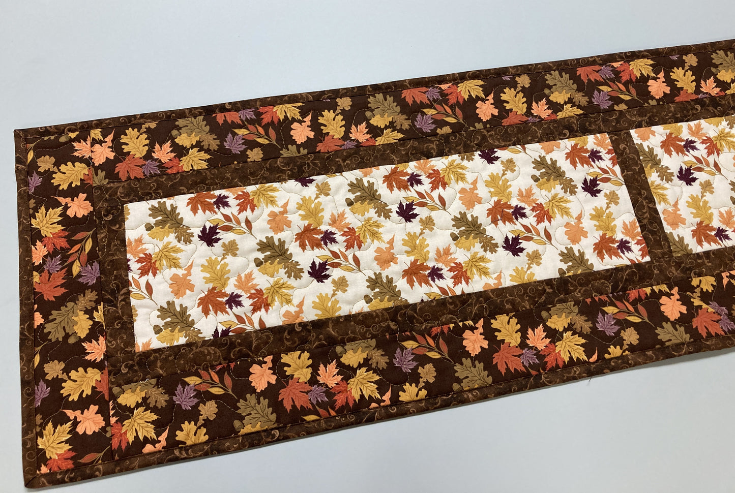 Fall Leaves Dining Table Runner, 13x70" Reversible Holiday Winter, Autumn Rust Gold Red Coffee End Table, Earth Tones Thanksgiving Quilted