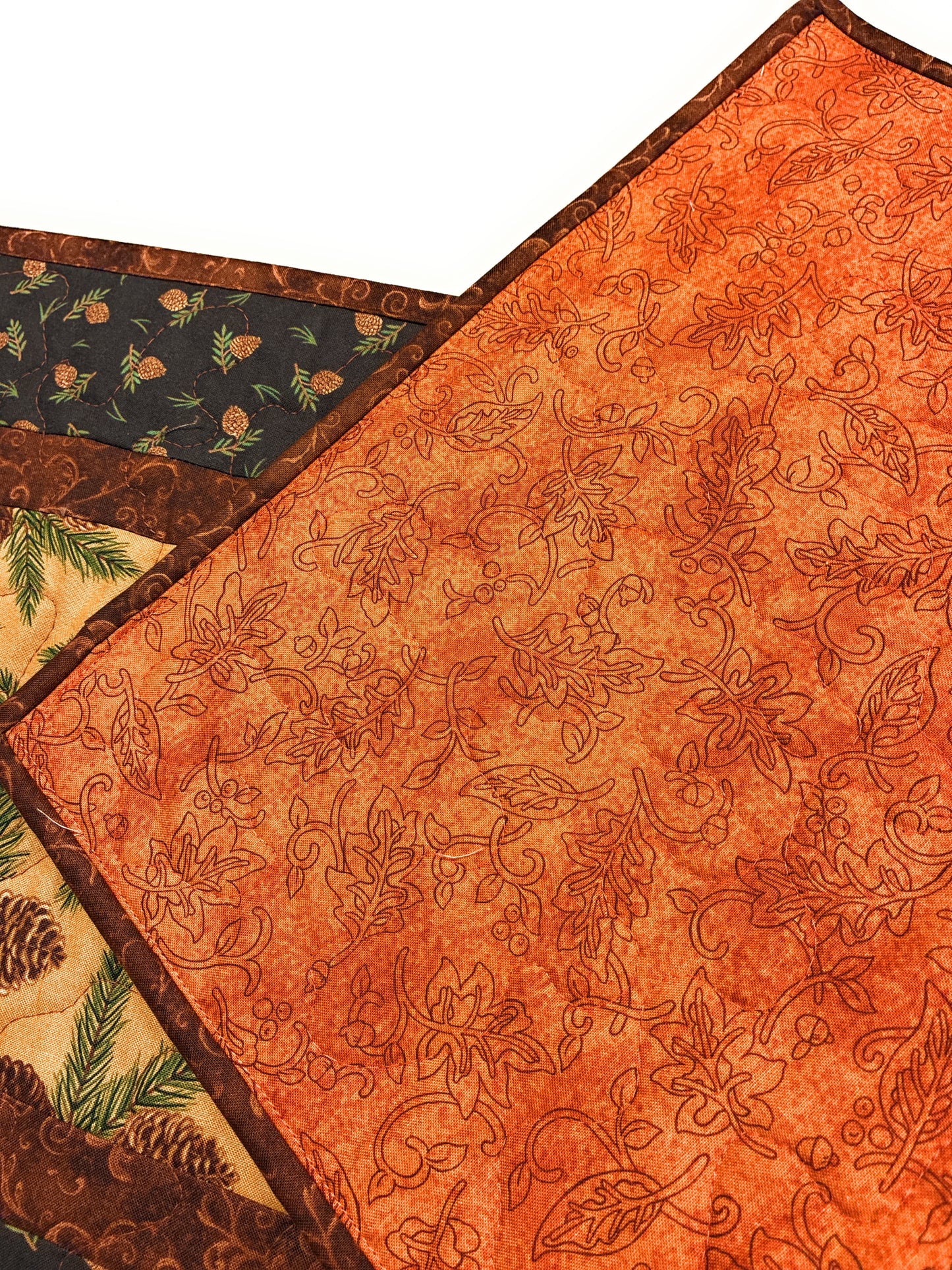 Pine Cones Quilted Dining Table Runner Mountain Rustic Christmas 13x48" Thanksgiving Decor