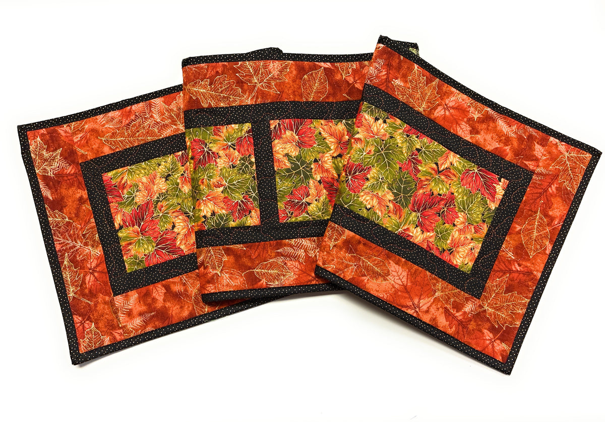 Fall Autumn Bright Leaves Quilted Dining Coffee Table Runner 14x54" Reversible Christmas