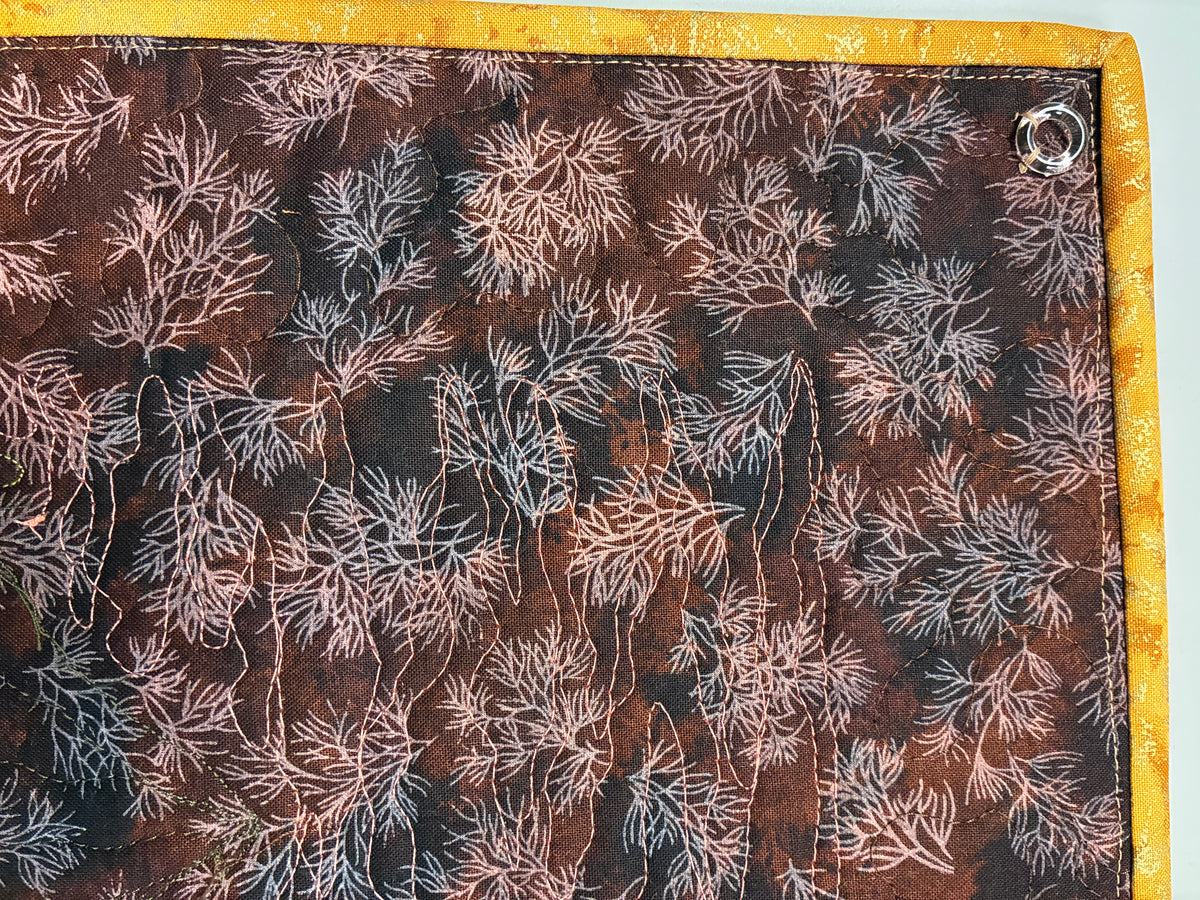 Sunset Wildflower Meadow Mountain Landscape Art Quilt, Textile Art 11x15", Tapestry Small Artwork
