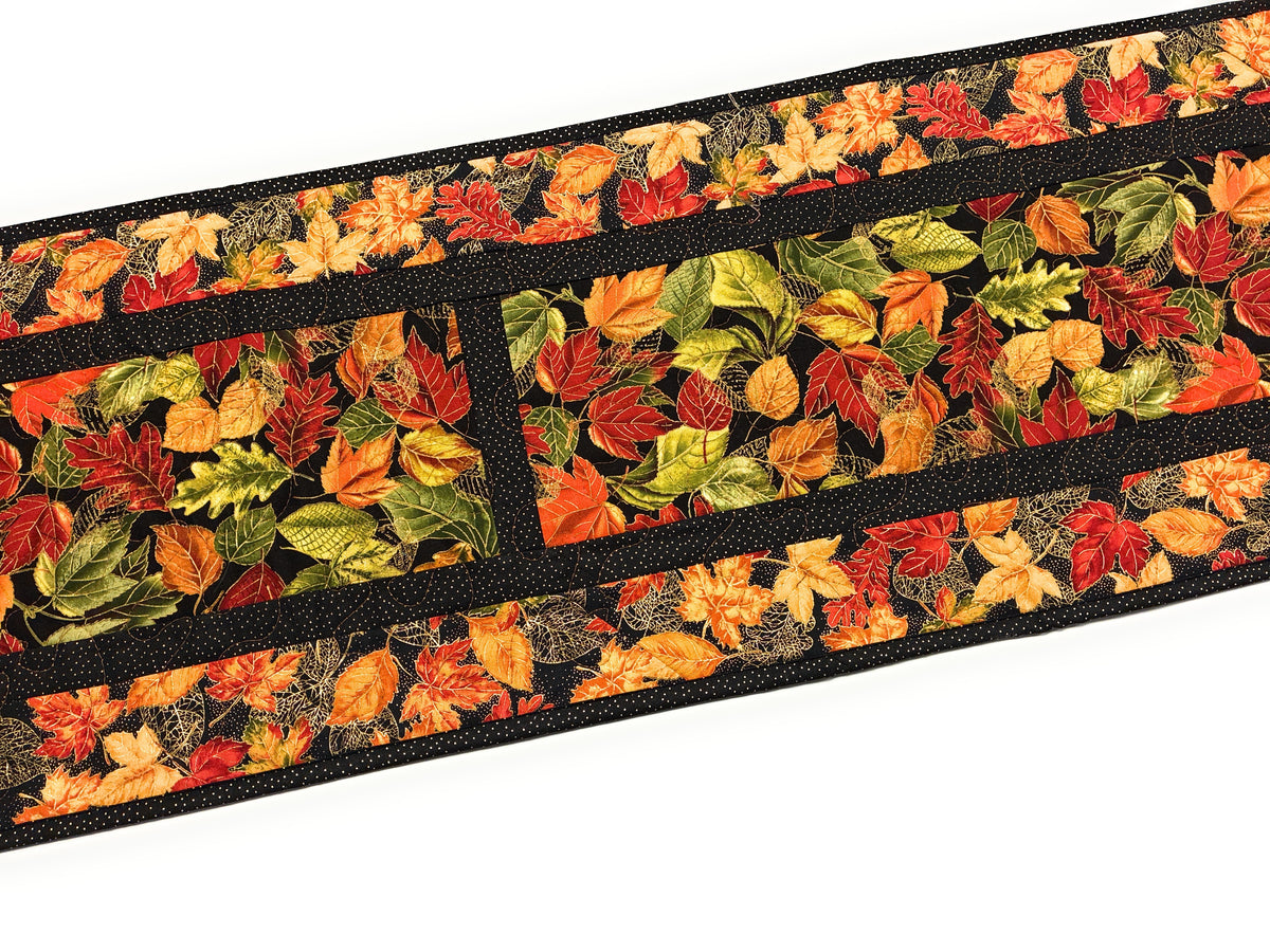 Autumn Leaves Fall Dining Table Runner, 13x72" Reversible Holiday Winter, Thanksgiving Handmade