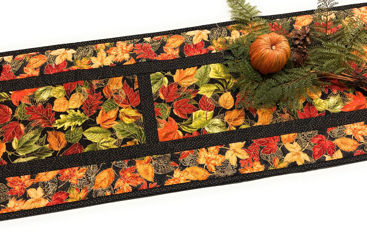 Autumn Leaves Fall Dining Table Runner, 13x72" Reversible Holiday Winter, Thanksgiving Handmade