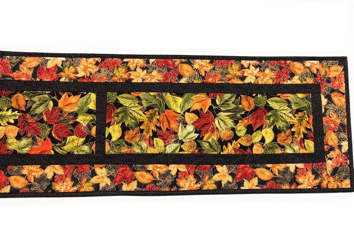 Autumn Leaves Fall Dining Table Runner, 13x72" Reversible Holiday Winter, Thanksgiving Handmade