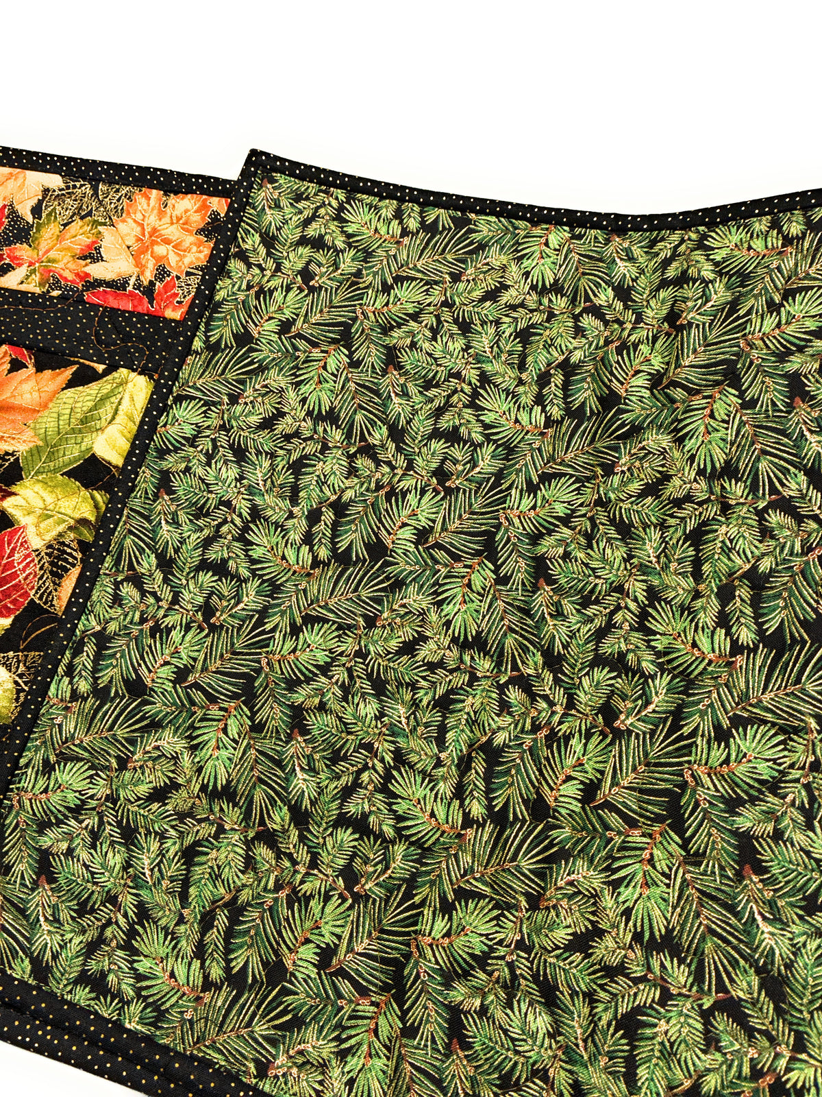 Autumn Leaves Fall Dining Table Runner, 13x72" Reversible Holiday Winter, Thanksgiving Handmade
