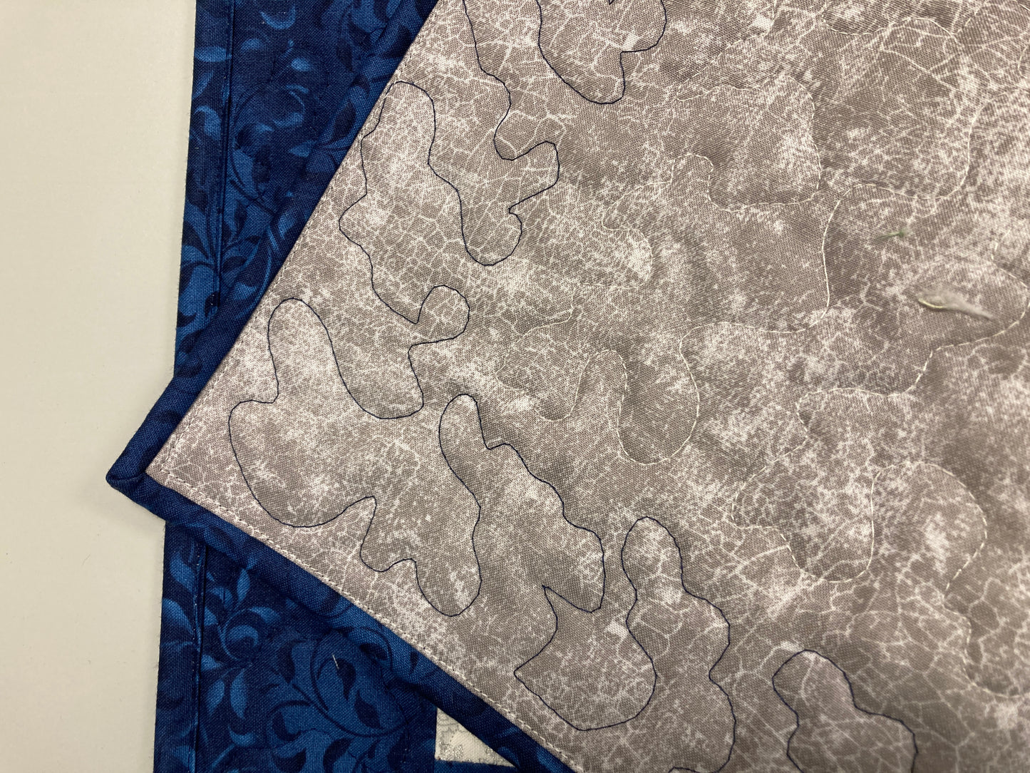 Silver Frost Blue Winter Trees Quilted Table Square Topper, 19x19" Reversible Coffee End Table Christmas Hanukkah Mountains Handmade