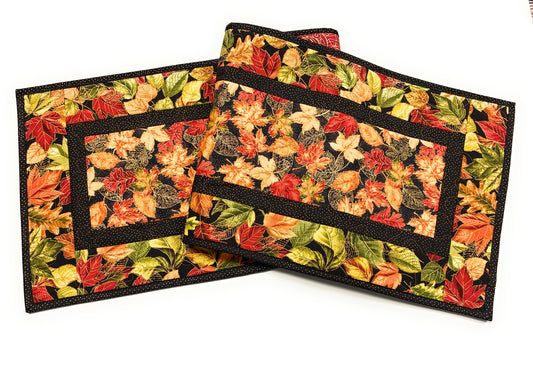 Autumn Leaves Fall Dining Table Runner, 13x48" Reversible Holiday Winter, Thanksgiving Handmade