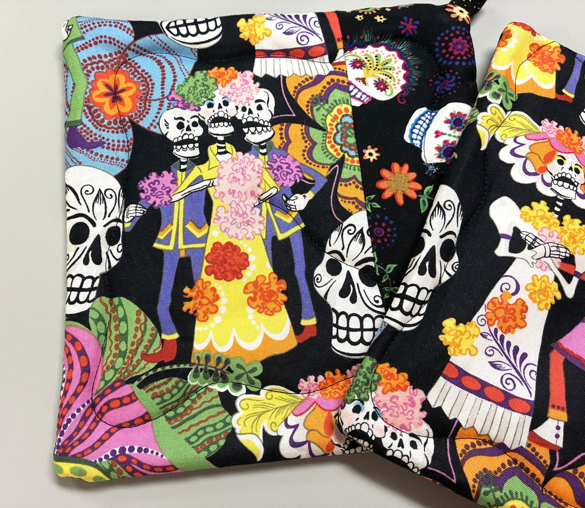 Dia De Los Muertos Hot Pads, 9" square, Heat Resistant Oven