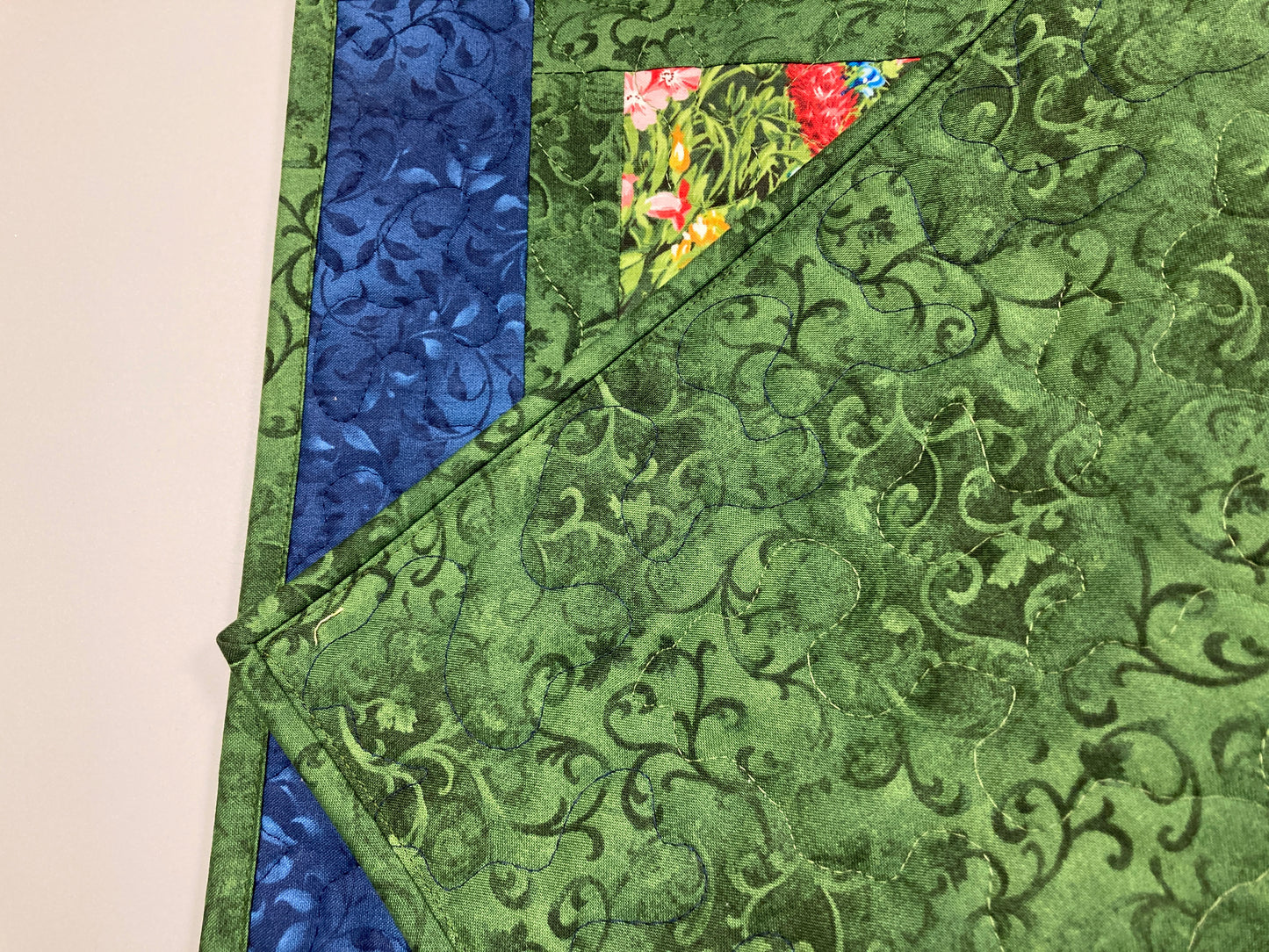 Summer Wildflowers Quilted Table Square 18x18" Dining Coffee or End Table, Spring Decor Handmade Reversible