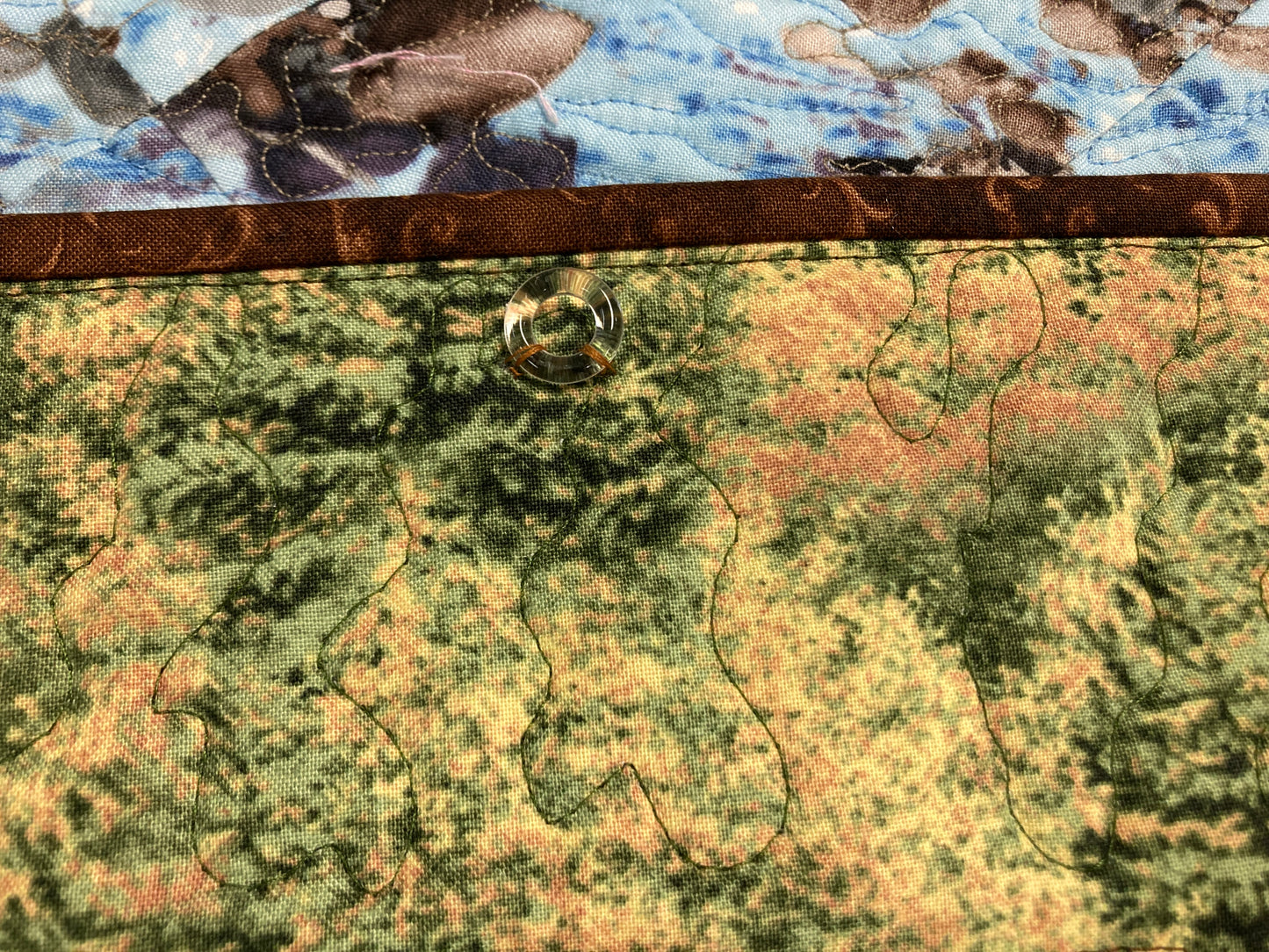 Summer Trees Mountain Stream Flowers Art Quilt Tapestry, Fabric Wall Hanging, 28x29" Landscape Quilt Lake Tahoe Original Handmade