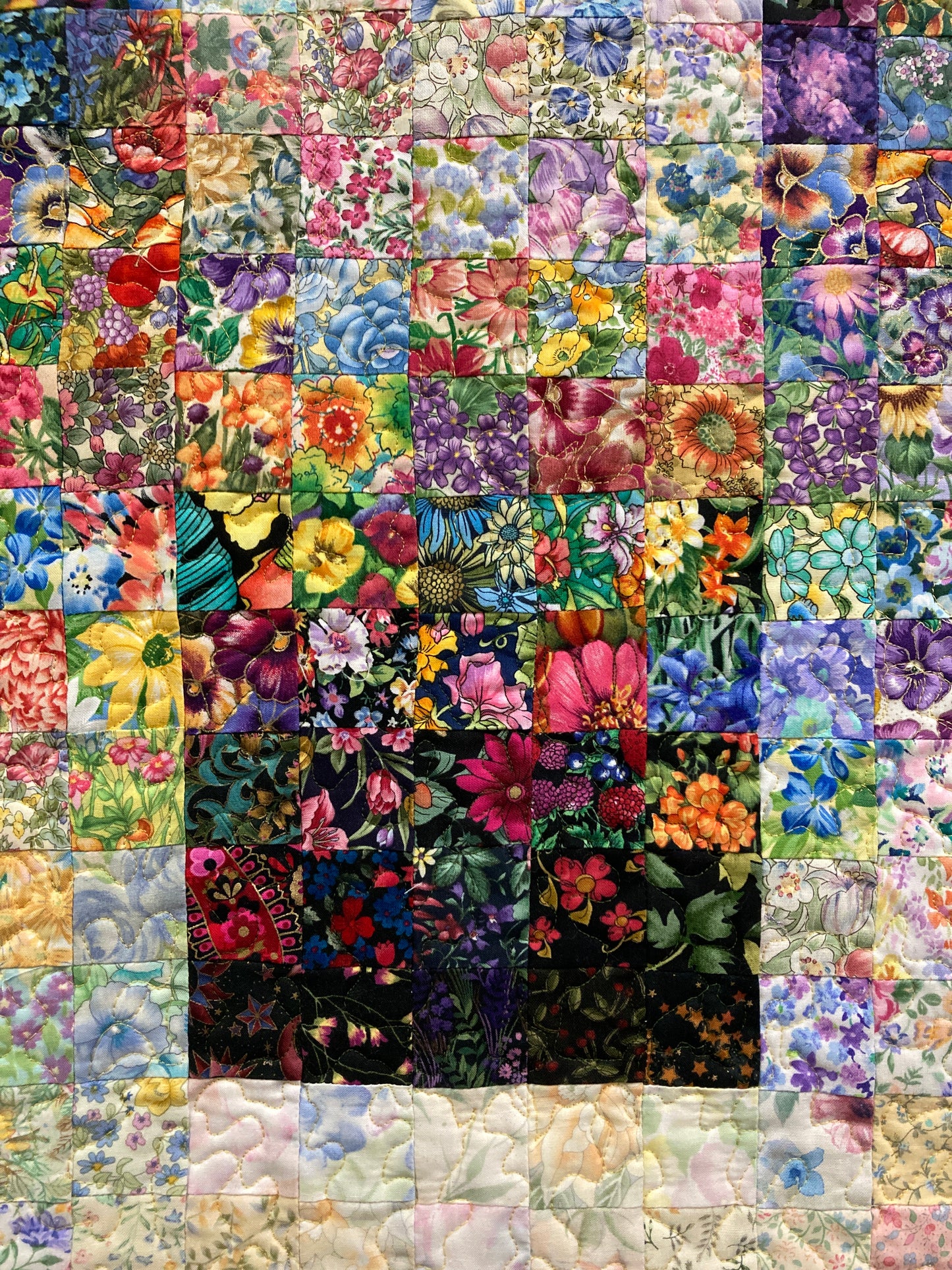 Watercolor Art Quilt Tapestry, Window Garden Light Dark Fabric Wall Hanging, Textile Art 19.5x30.5", Window Garden Handmade
