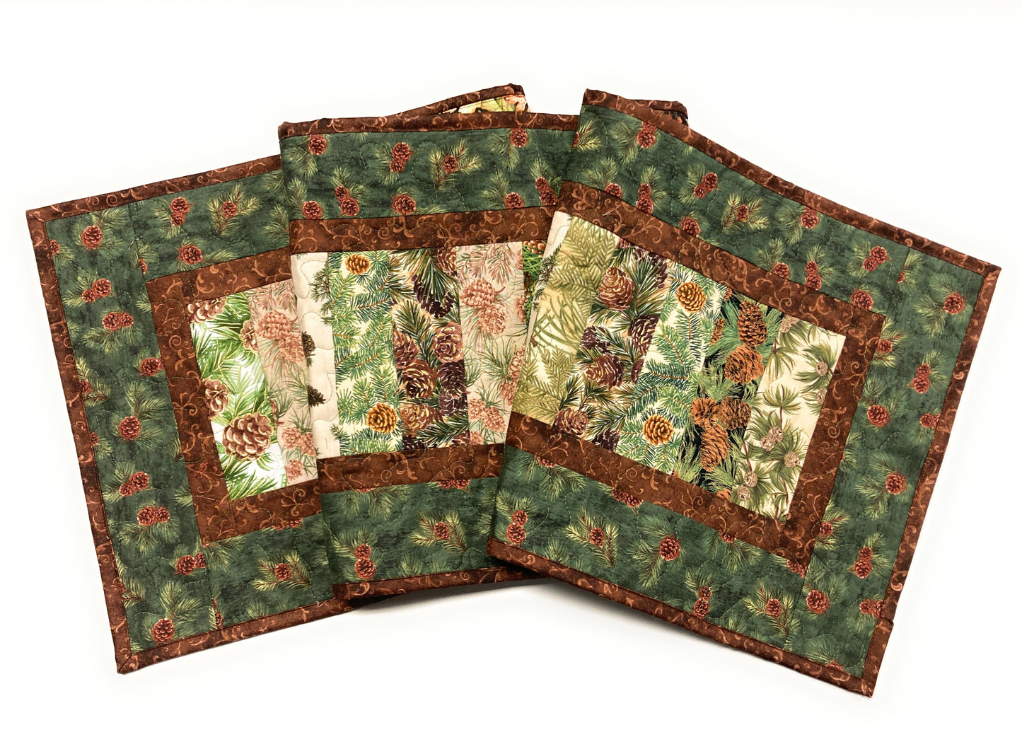 Pine Cones and Acorns Rustic Table Runner, Quilted Reversible Summer Long Wide, 13x56", Dining Coffee End Table Decor Mountain Cabin Woods