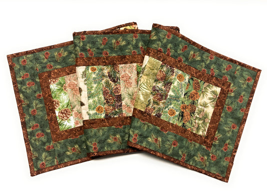 Pine Cones and Acorns Rustic Table Runner, Quilted Reversible Summer Long Wide, 13x56", Dining Coffee End Table Decor Mountain Cabin Woods