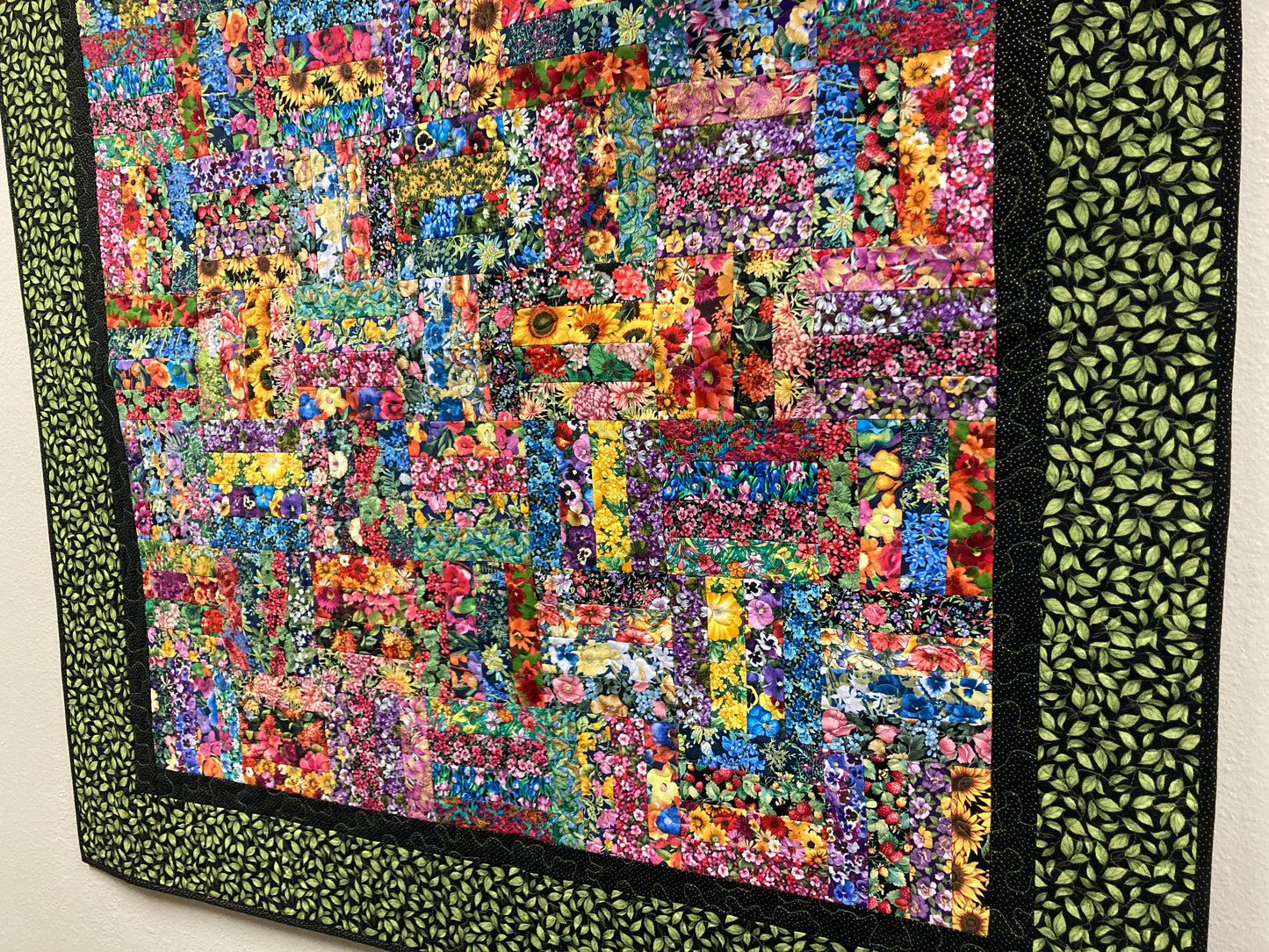 Wildflower Garden Flowers Sofa Lap Quilt Cotton 56x56" Nature English Floral Bright Colorful Handmade