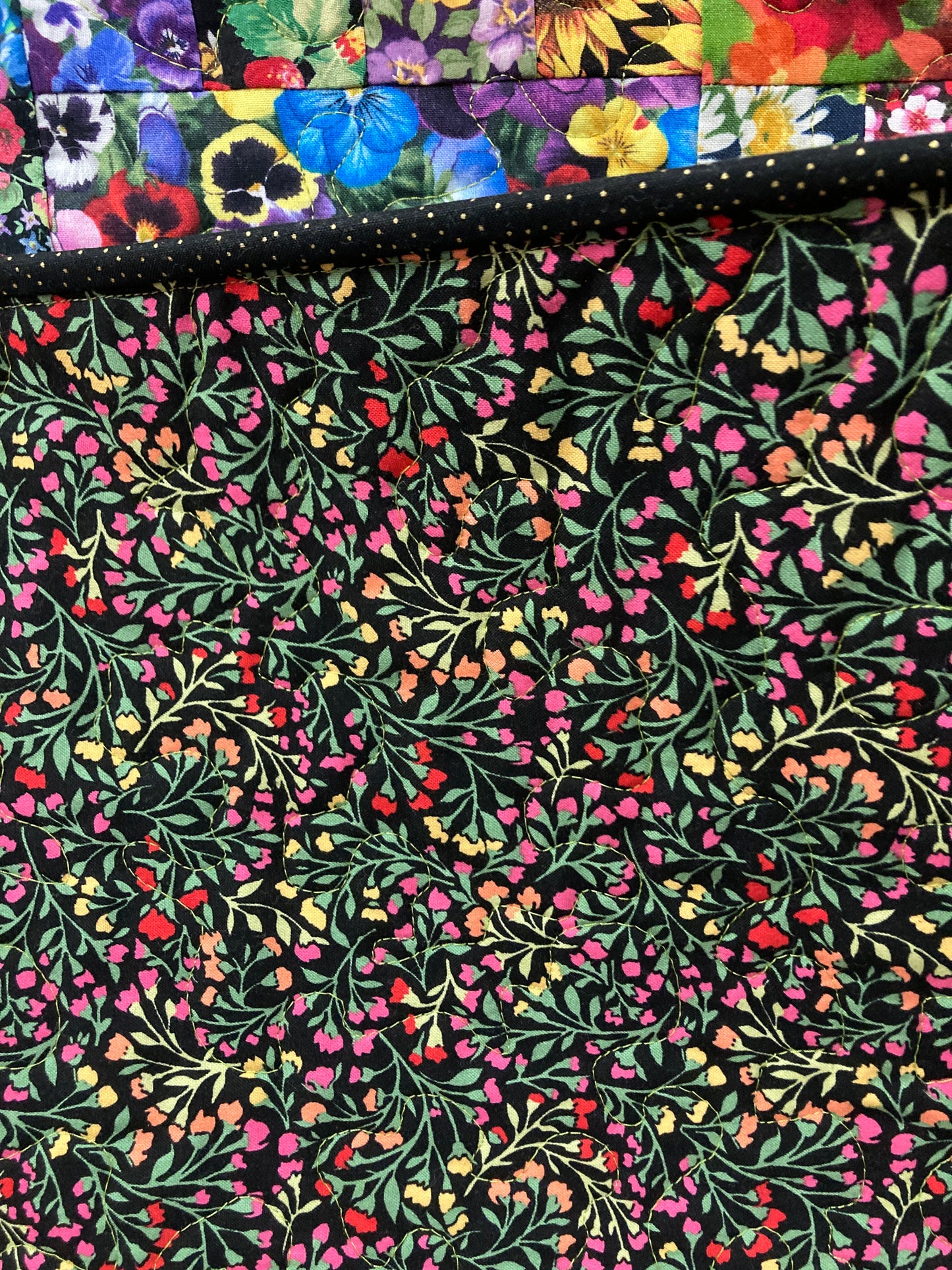 Wildflower Garden Flowers Sofa Lap Quilt Cotton 56x56" Nature English Floral Bright Colorful Handmade