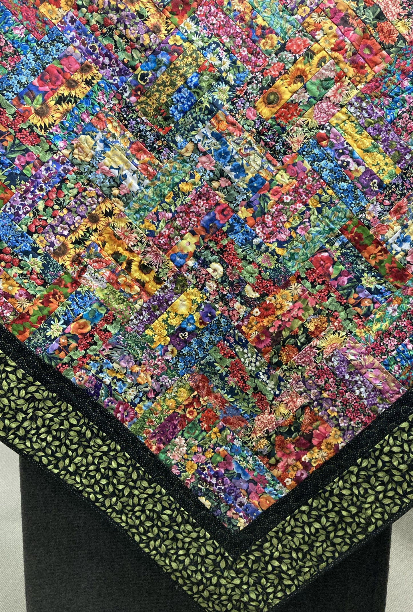 Wildflower Garden Flowers Sofa Lap Quilt Cotton 56x56" Nature English Floral Bright Colorful Handmade