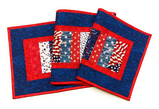 Red, White Blue Americana Patriotic 4th July Quilted Table Runner, 13x55” Memorial Labor Day