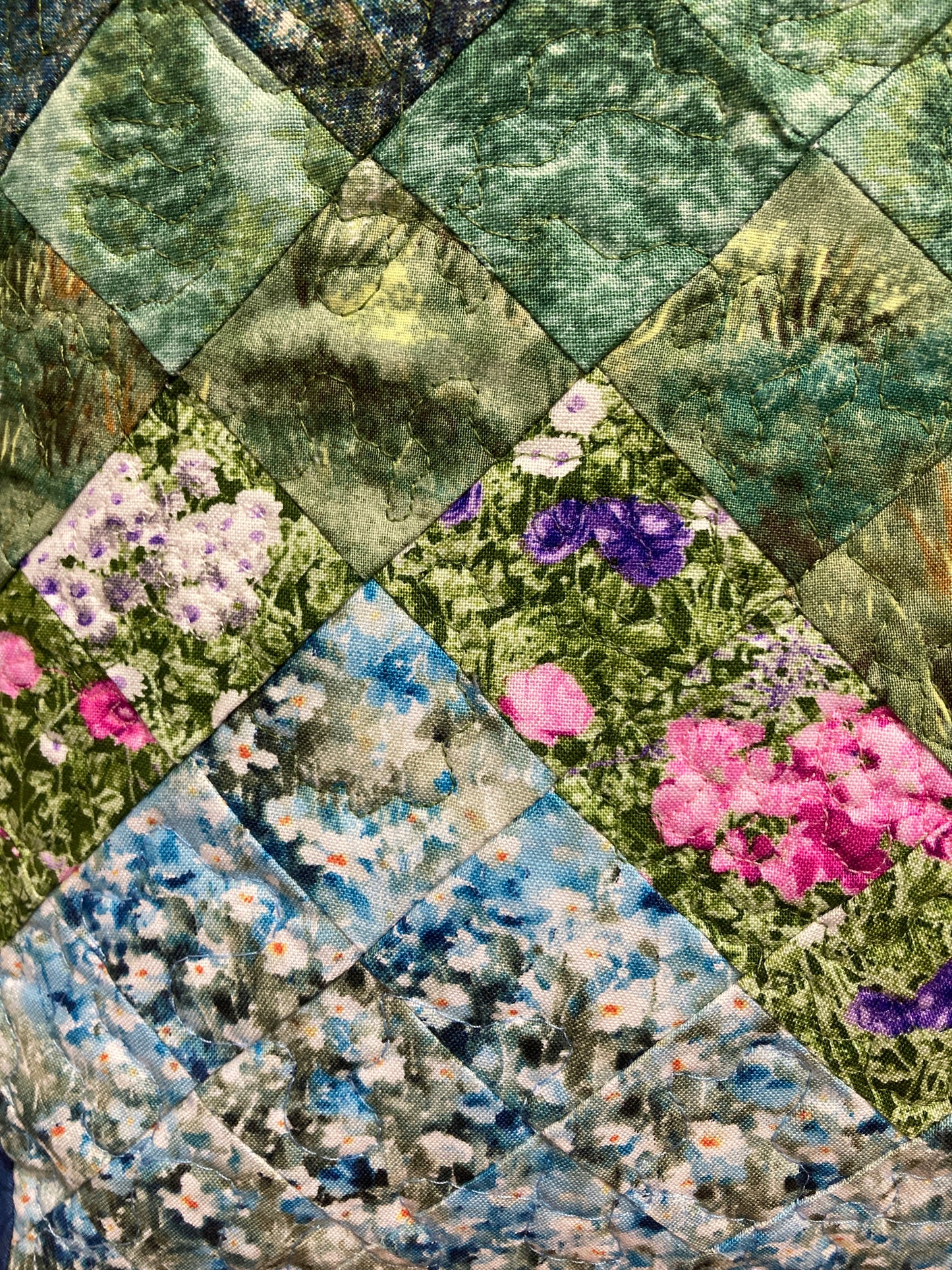Spring Misty Blue Meadow Mountain Art Pillow, 20x20” Forest Mountain Scenic Original Artwork Handmade