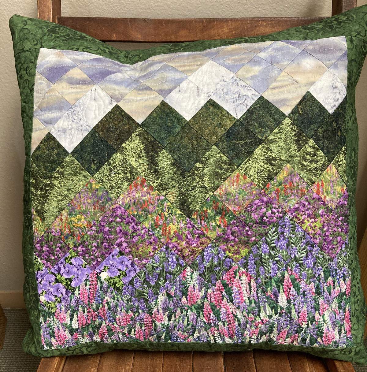 Pink Purple Lupine Flowers Dusky Sky 20x20" Mountain Decorative Pillow, Sofa Bedroom Living Room