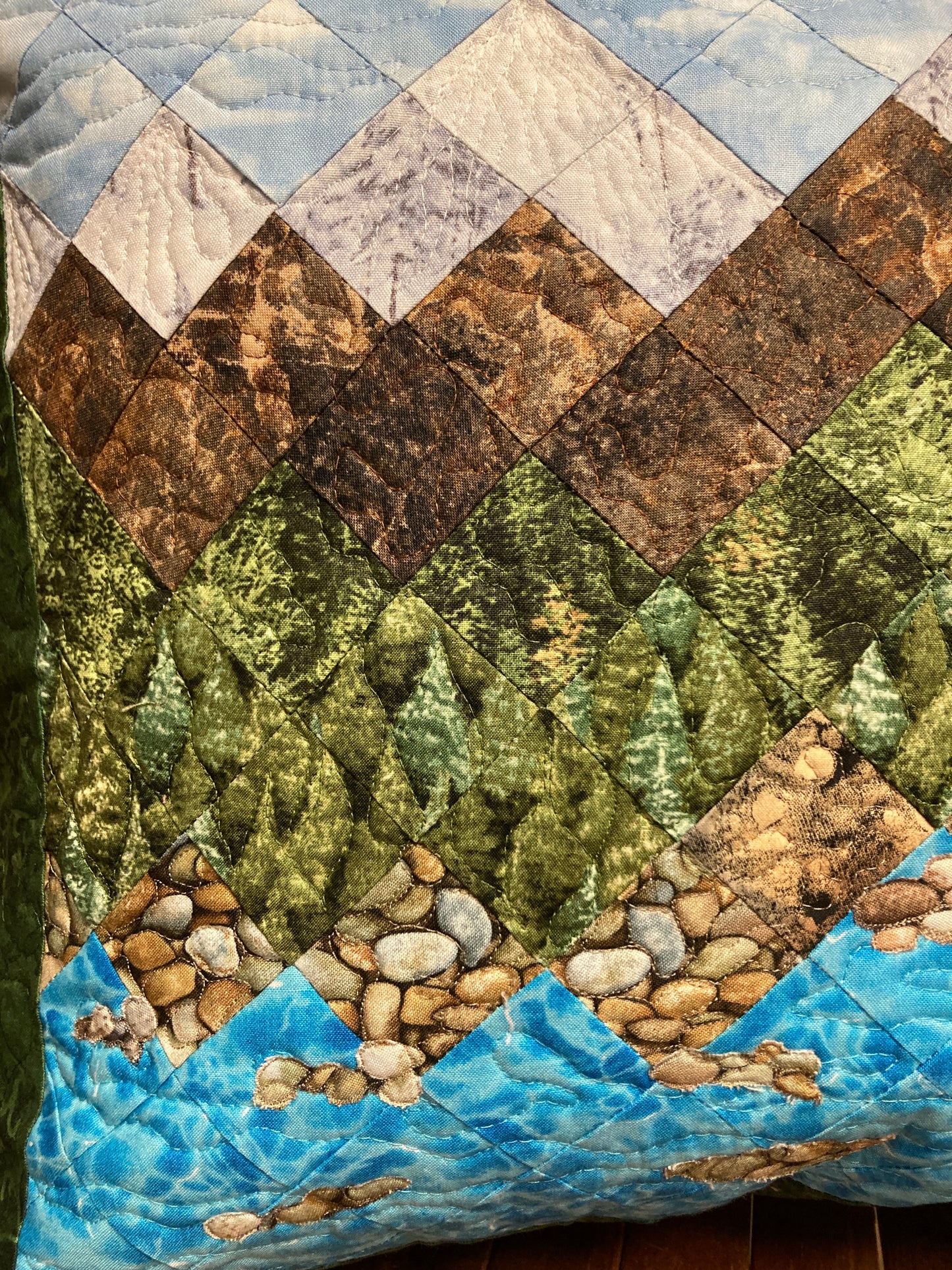 Lake Tahoe Mountain Decorative Pillow, Pine Trees Blue Sky Alpine Landscape Pillow 20x20" Cotton, Cabin Lodge Decor Bedroom Sofa Living Room
