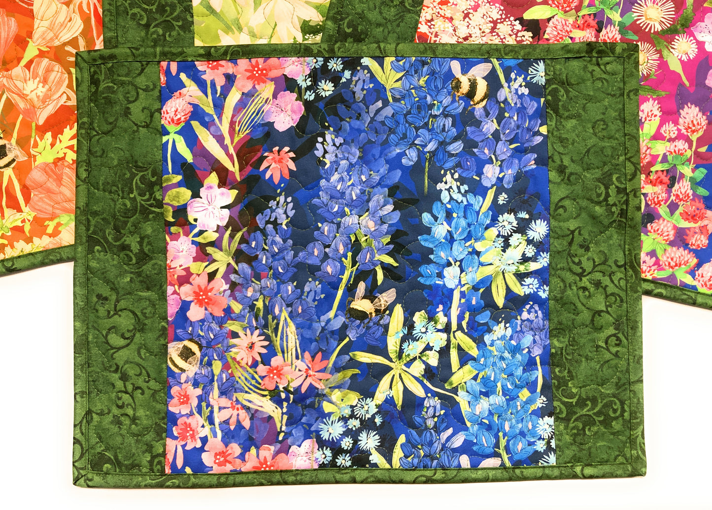 Wildflowers Quilted Dining Room Placemats,  13x17" All Seasons Everyday Summer Bright