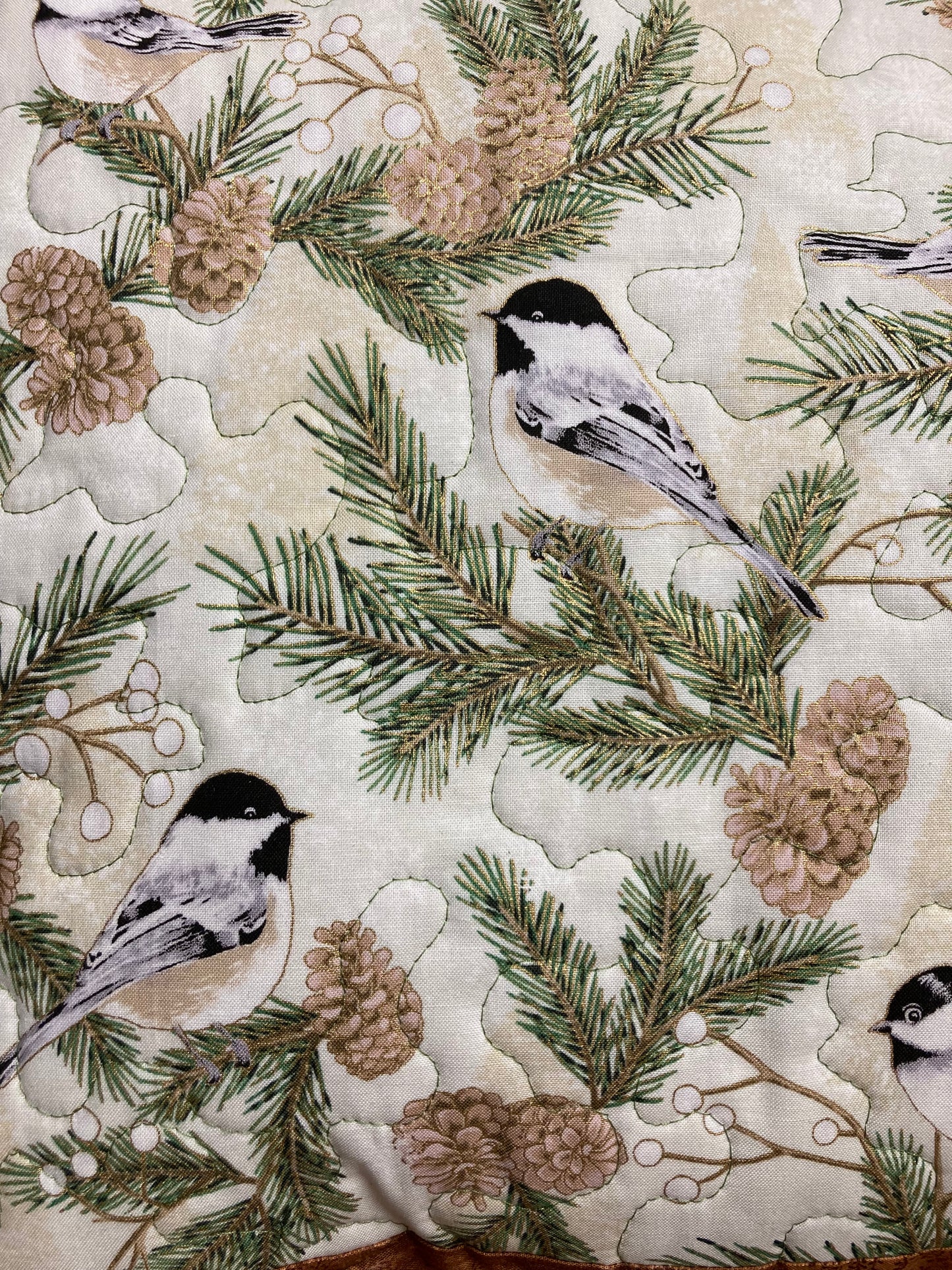 Mountain Chickadee Tree Branches Pine Cones Decorative Pillow, 20x20" Cotton, Woods Lodge Bedroom Living Room Decor, Sofa Chair Handmade