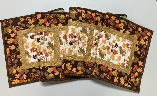 Fall Leaves Dining Table Runner, 13x70" Reversible Holiday Winter, Autumn Rust Gold Red Coffee End Table, Earth Tones Thanksgiving Quilted