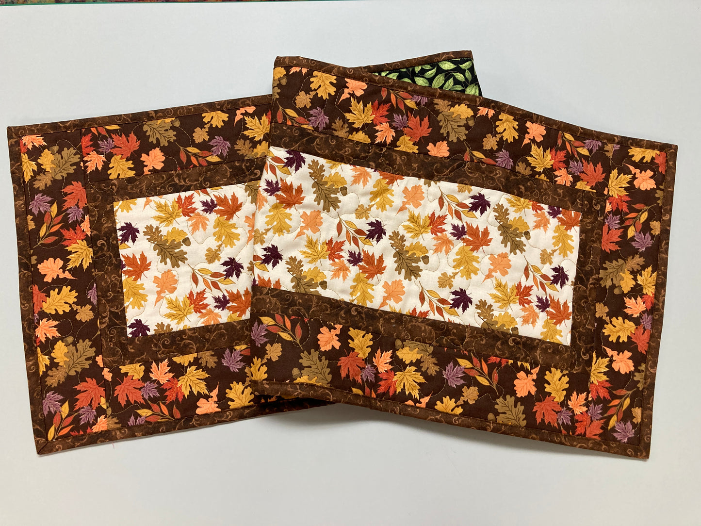 Fall Leaves Dining Table Runner, 13x48" Reversible Holiday Winter, Autumn Rust Gold Red Coffee End Table, Earth Tones Thanksgiving Quilted