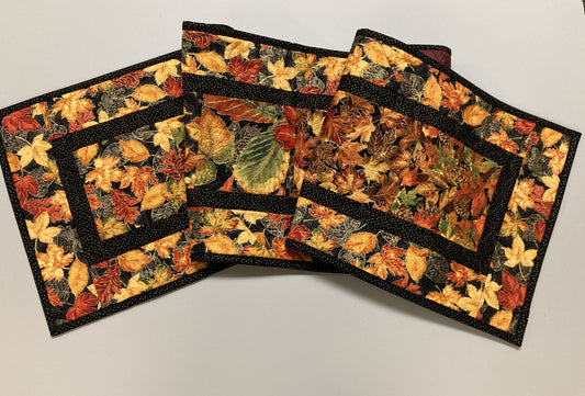 Autumn Leaves Fall Dining Table Runner, 13x56" Reversible Holiday Winter, Thanksgiving Dinner Long Red Green Gold Woods Colorful Handmade