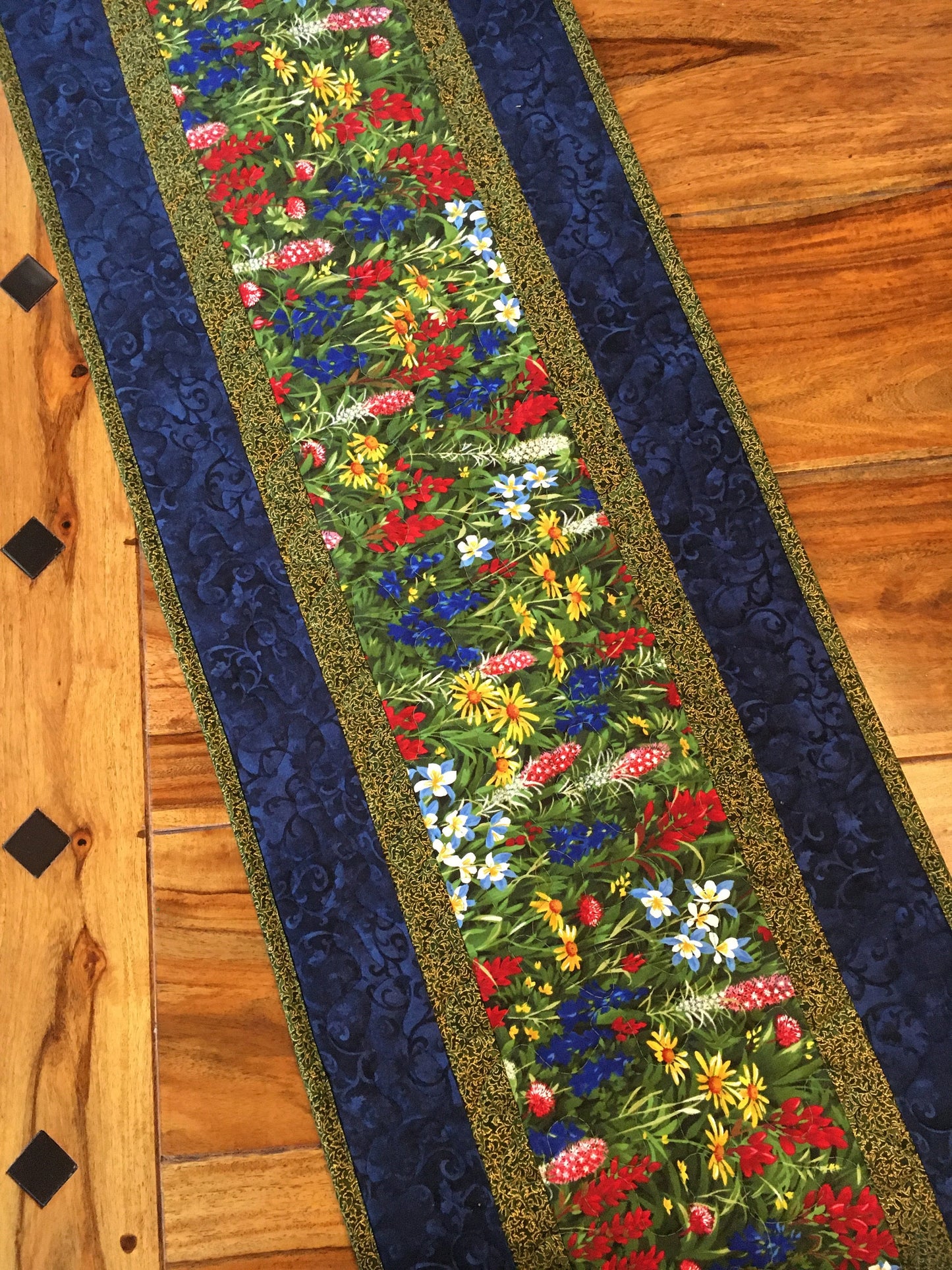 Dining Table Runner Summer Texas Wildflowers, 14x36", Yellow Red Blue Flowers, Dining Room Coffee Table Runner, Garden Floral Everyday Mats